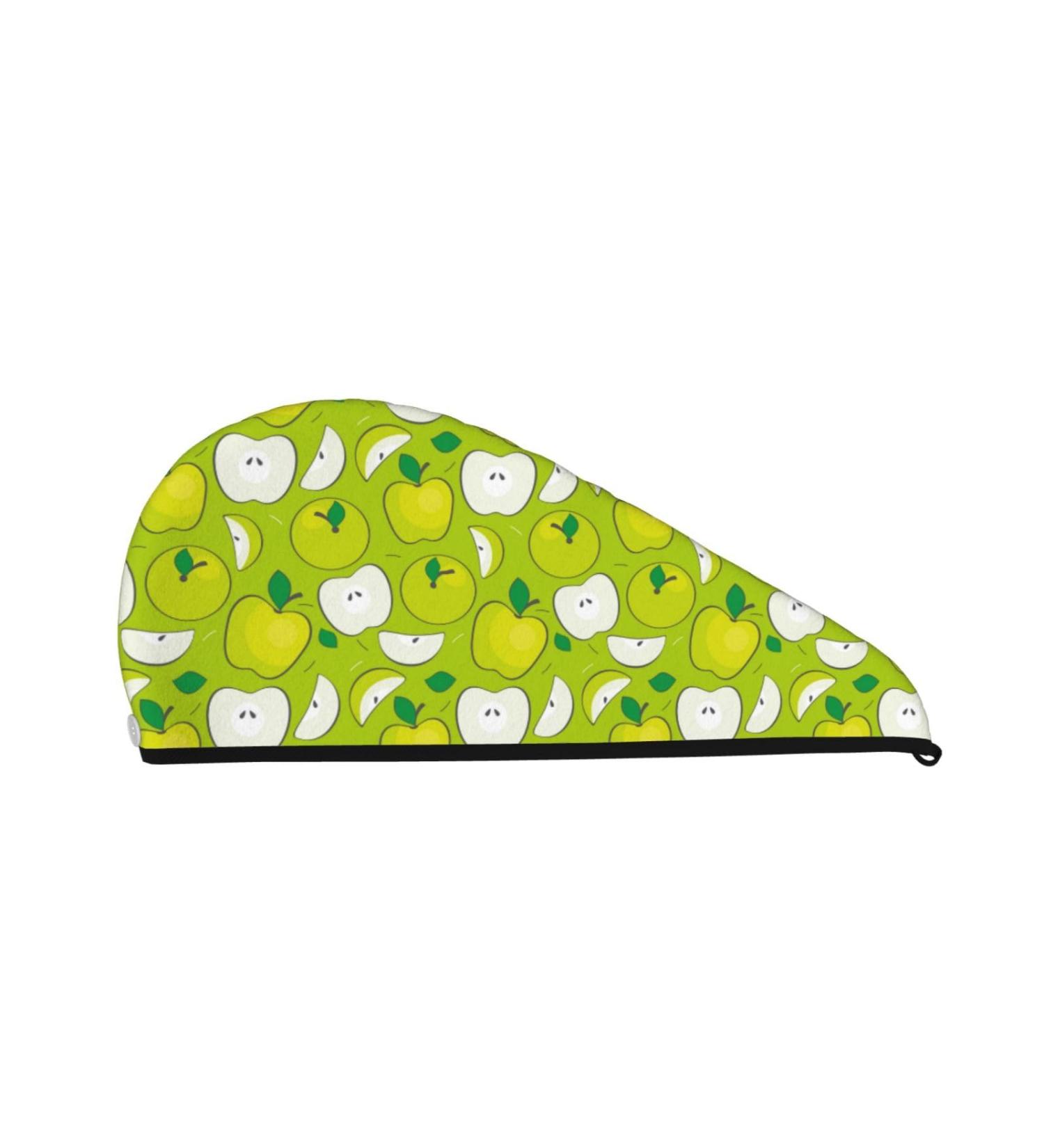 Green Apple Microfiber Hair Towel - Soft Super Absorbent Wrap for Women | Quick Dry Coral Velvet Cap for Long Curly and Thick Hair - Buy Online on GoSupps.com