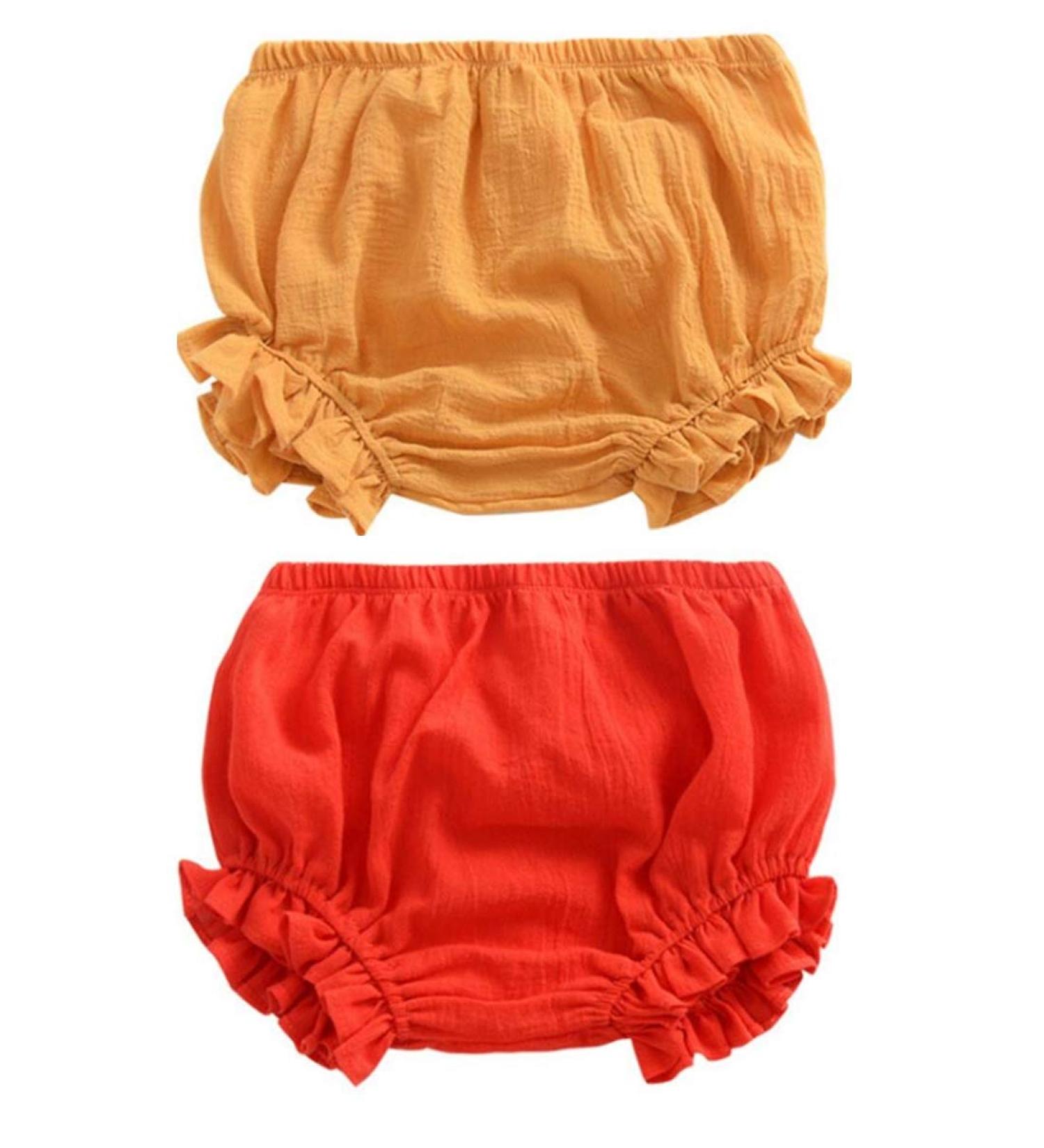 AYIYO Unisex Toddler Diaper Cover Set - Linen Bloomer Shorts for Newborns, Boys, and Girls 12-24 Months - Yellow+Red - 2Pcs - Buy Online on GoSupps.com