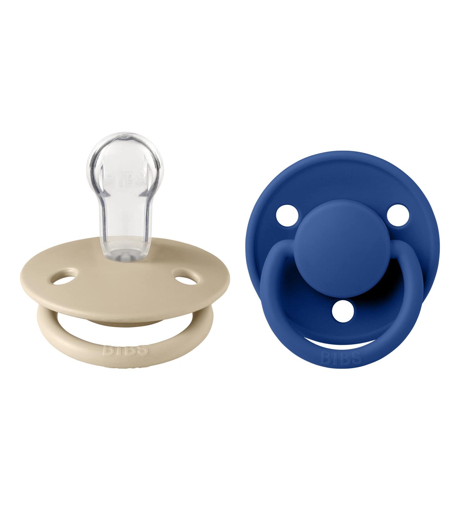 BIBSE de Lux BPA-Free Cherry Shape Silicone Pacifier 2-Pack | Made in Denmark for 0-36 Months | Vanilla & Cornflower Colors - Buy Online on GoSupps.com
