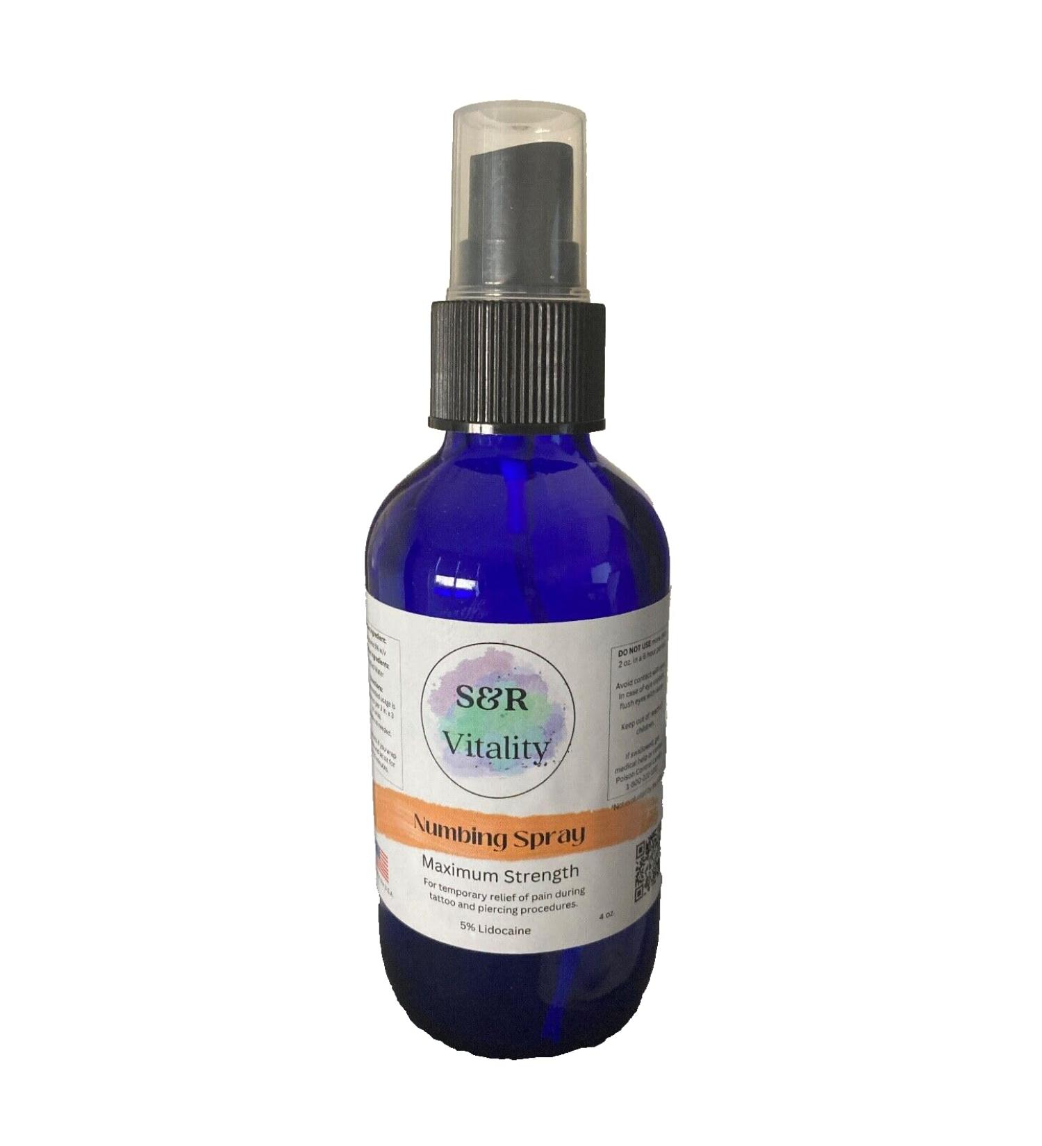 S & R Vitality Max Strength Numbing Spray 4oz with Lidocaine - Fast Pain Relief | International Shipping Available - Buy Online on GoSupps.com
