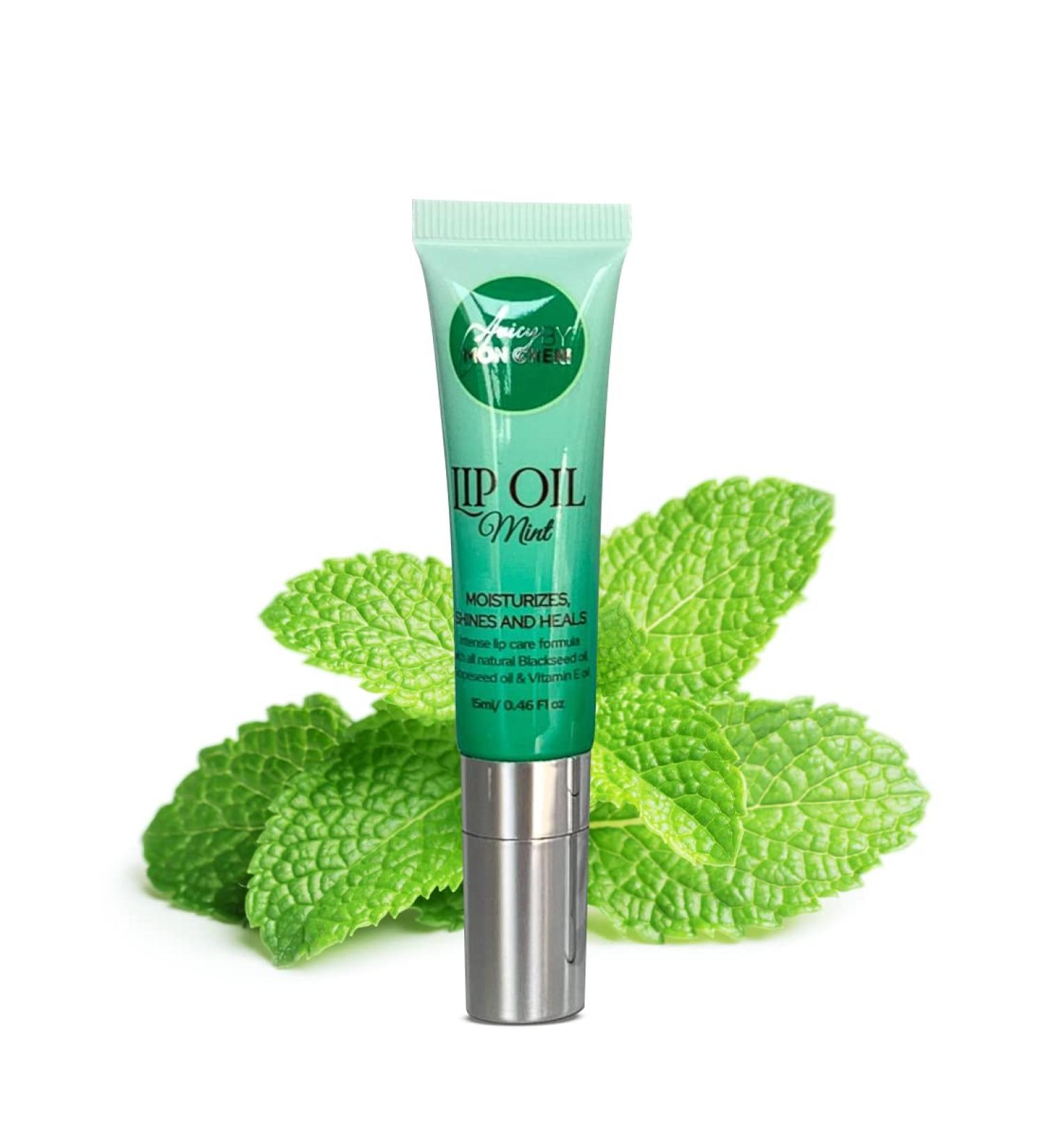 Lip Oil with Black Seed, Grapeseed & Vitamin E Juicy By Mon Cheri (Mint) - Buy Online on GoSupps.com