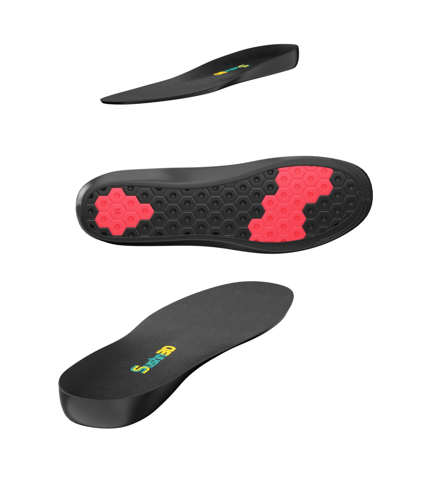 Sushn3D Plantar Fasciitis Insoles 35mm Height Increase | Memory Foam Arch Support | Shock Absorption Gel Inserts | Men 8 1/2-9 | Women 10 1/2-11 Deep Black L - Buy Online on GoSupps.com