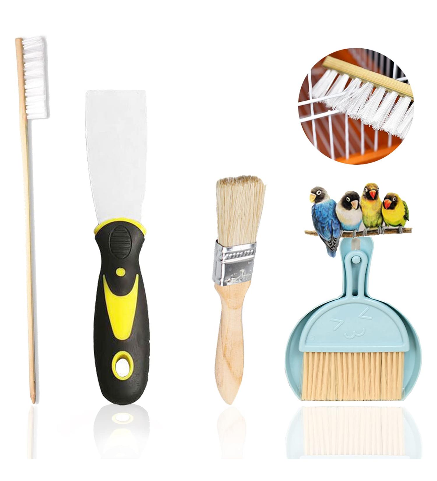 Bonaweite 4 Pack Bird Cage Cleaning Brush Set - Pet Supply Accessory for Parrots, Birds, Dogs, Cats - Kennel Cage Broom Cleaner - Buy Online on GoSupps.com