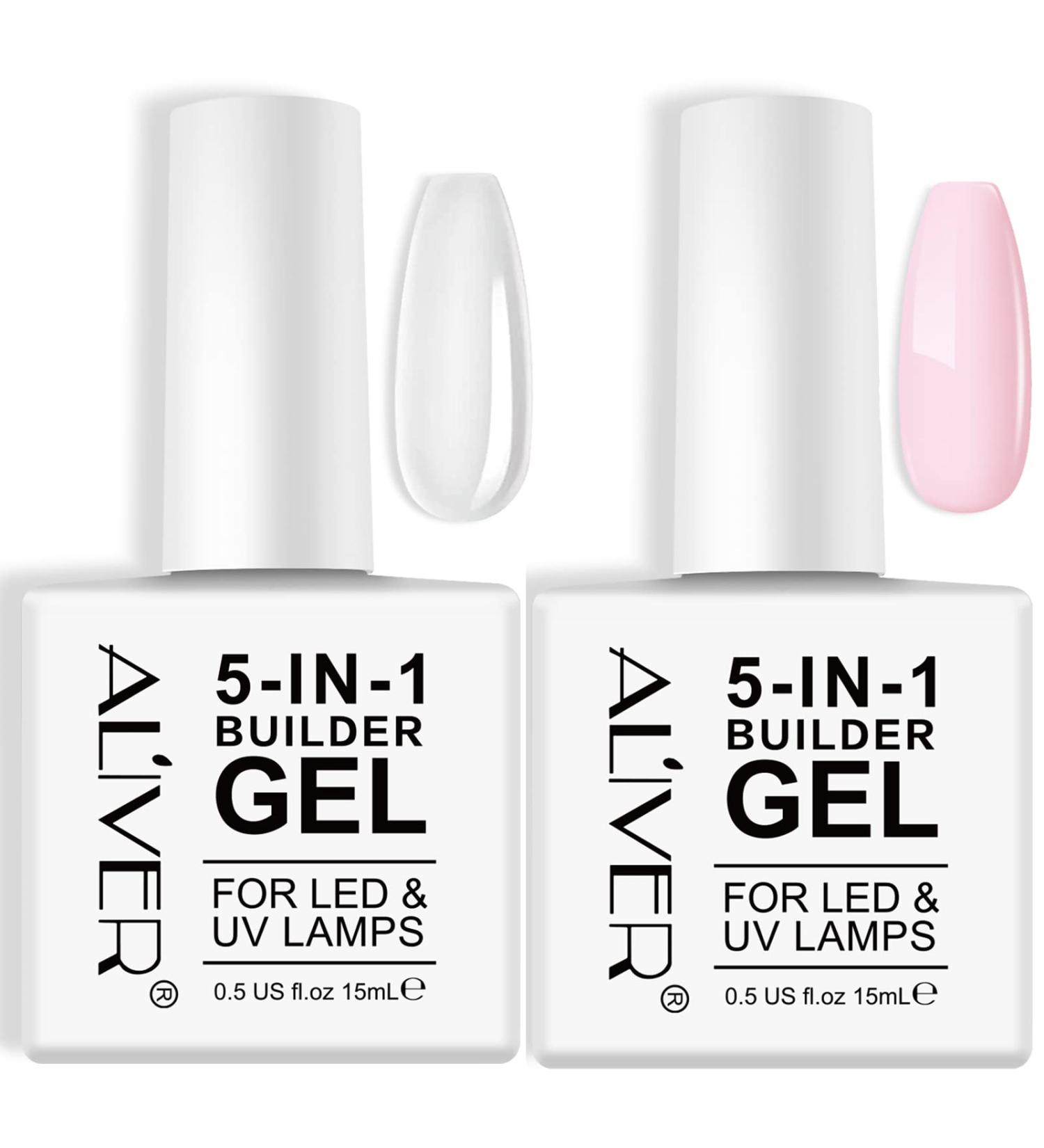 RSGRT Builder Gel for Nails 5 in 1 Gel Builder for Nails Strengthener UV/LED Nail Polish Gel for Nail Art Decoration Professional Manicure False Nail Builder Gel (Clear+Pink) - Buy Online on GoSupps.com