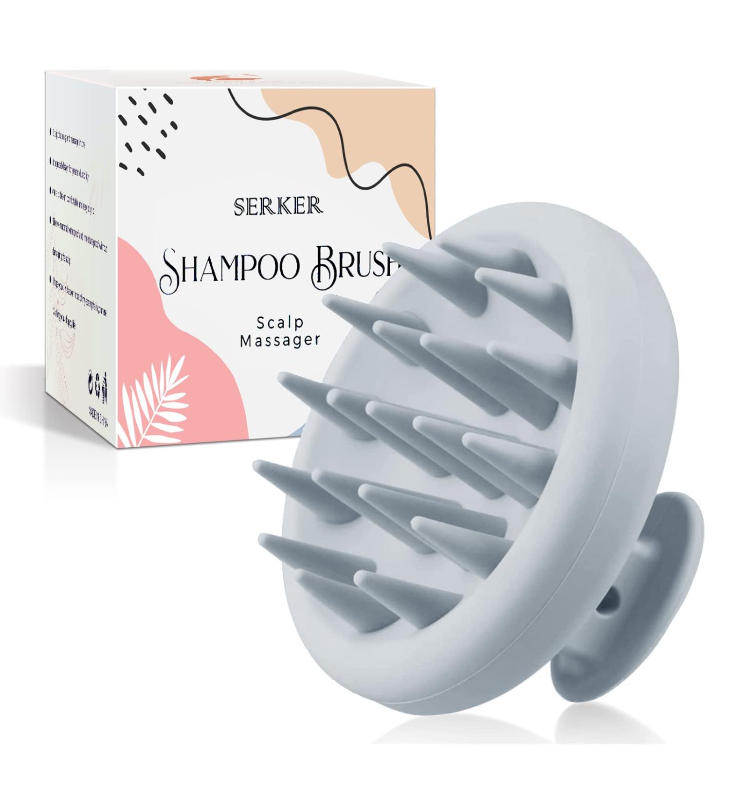 Serker Scalp Massage Brush - Silicone Shampoo Brush for Hair Growth Dandruff Reduction & Head Massage (Gray) - Best for Wet & Dry Use - Buy Online on GoSupps.com