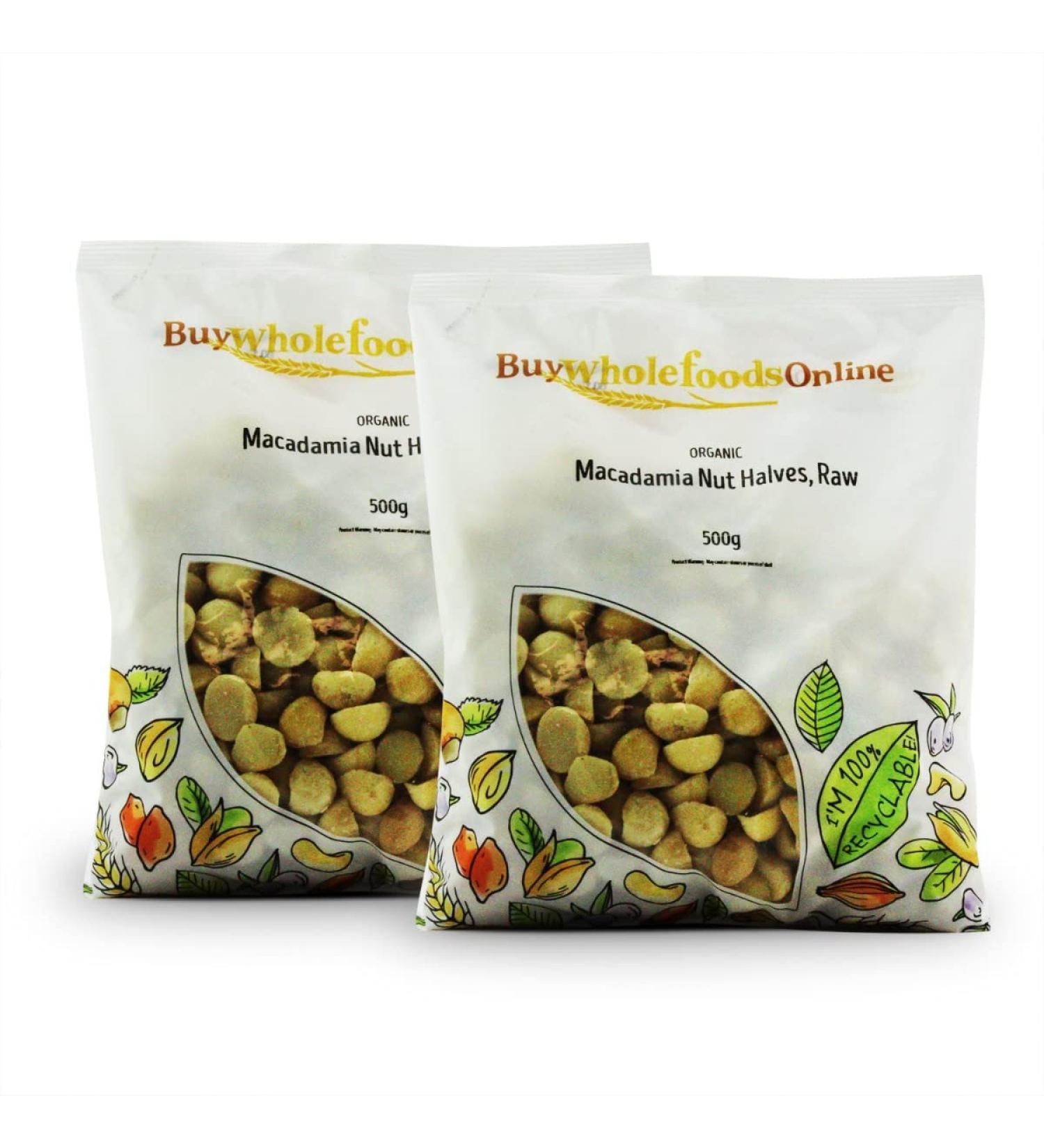 Organic Macadamia Nut Halves Raw 1kg (BWFO)