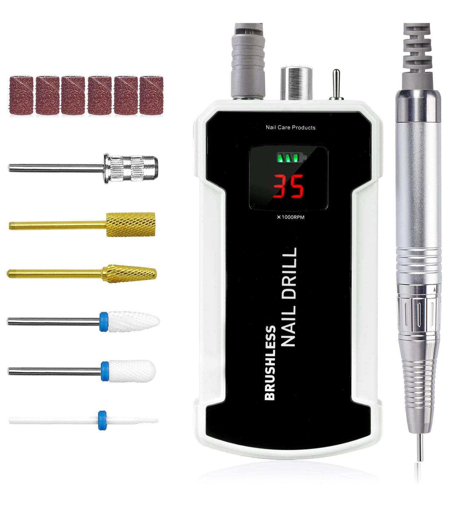 IMENE Professional Nail Drill Machine - 35,000RPM Portable Rechargeable E-File for Acrylic, Gel, Natural Nails - Black - Buy Online on GoSupps.com