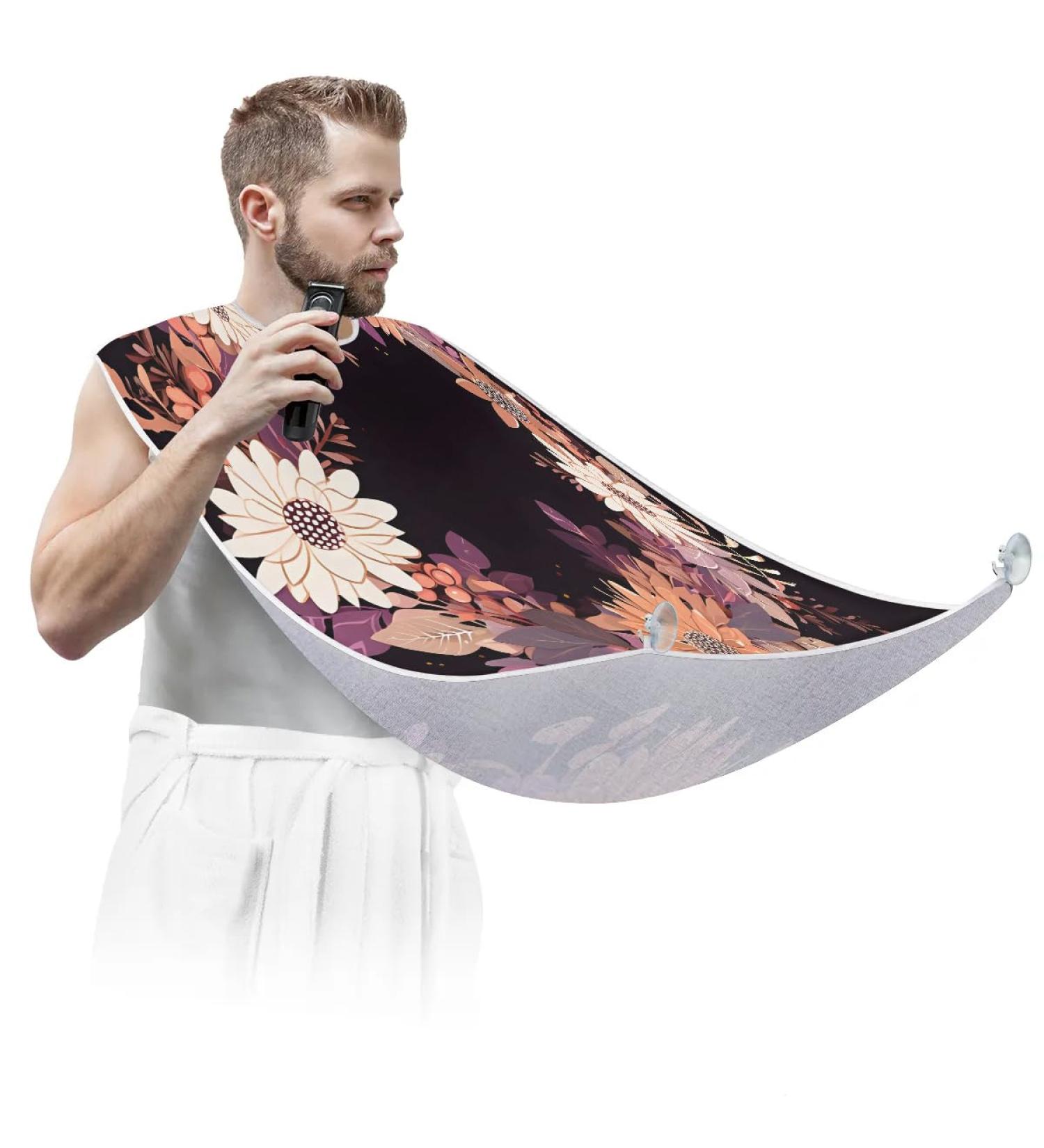 Flower Circle Vintage Beard Bib - Non-Stick Hair Catcher for Men | Ideal Gift for Dad & Husband - Buy Online on GoSupps.com