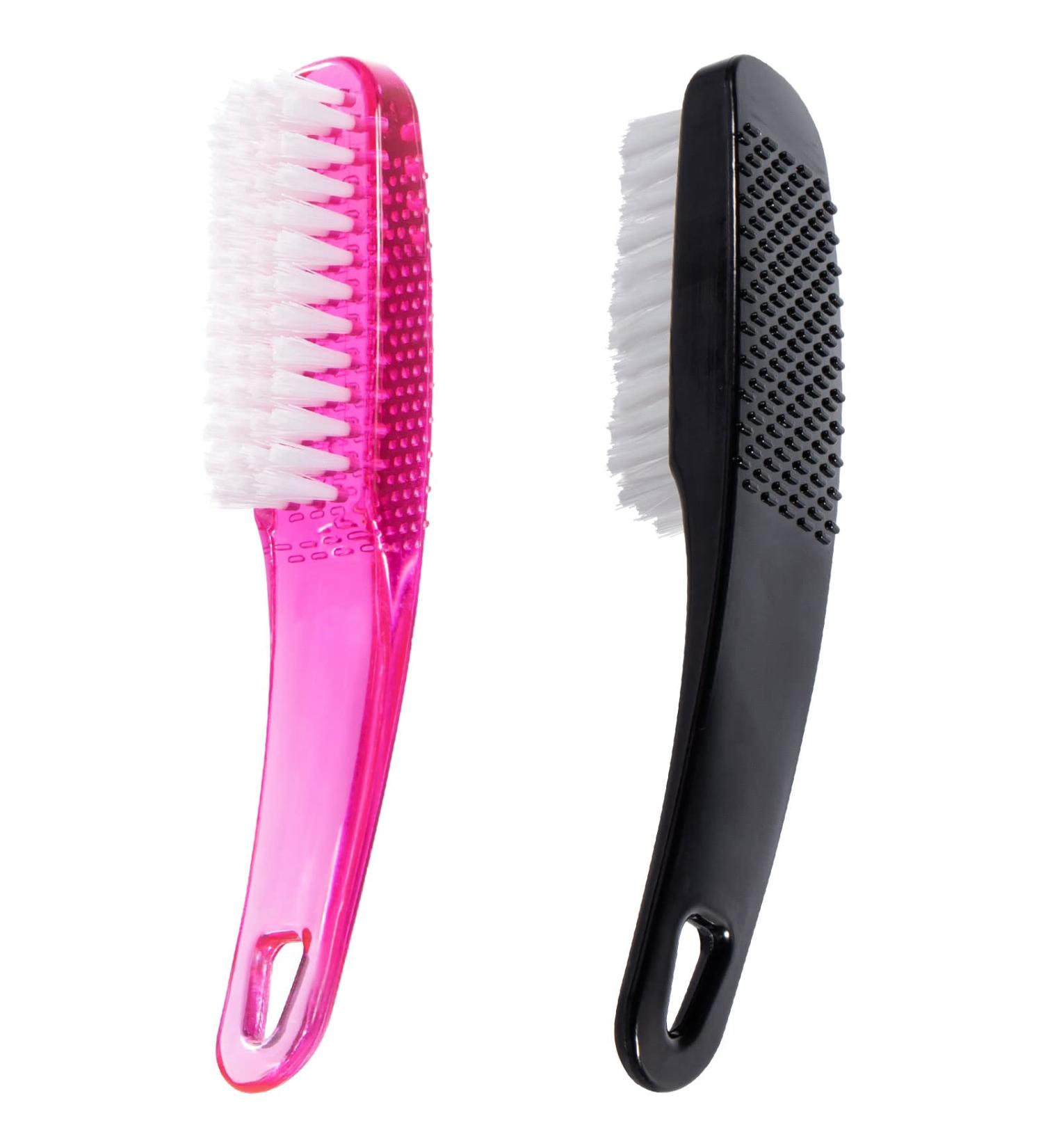 2 Pcs Handle Grip Nail Brushes - Long Handle Fingernail Cleaner for Hand and Toes Cleaning - Pedicure Nail Scrubber Non-Slip - Men and Women (Black/Pink) - Buy Online on GoSupps.com