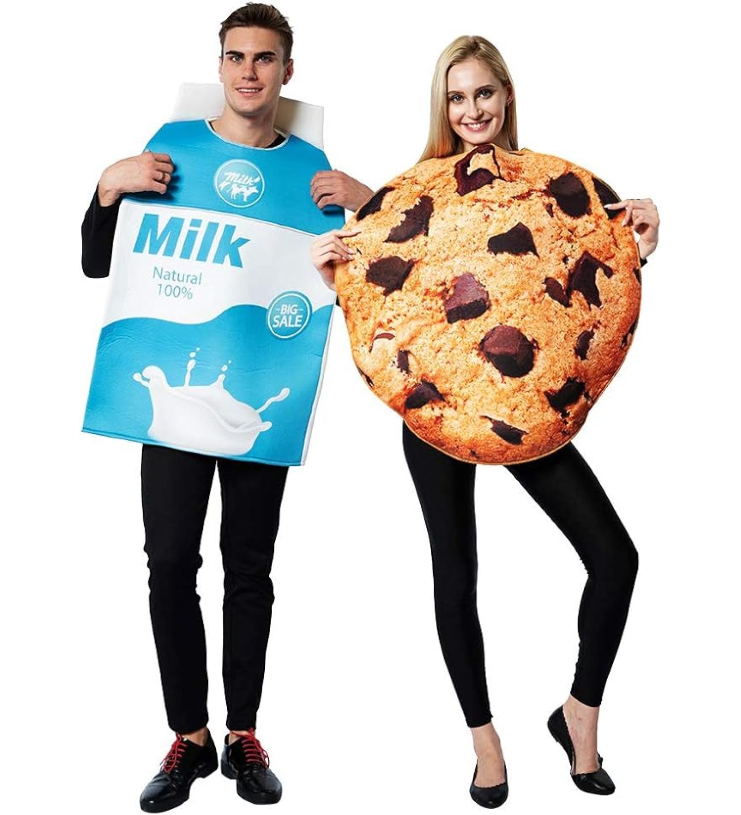 ReneeCho Couple Costume Halloween Food Cookies and Milk Carton Box Adult Men Women - Buy Online on GoSupps.com