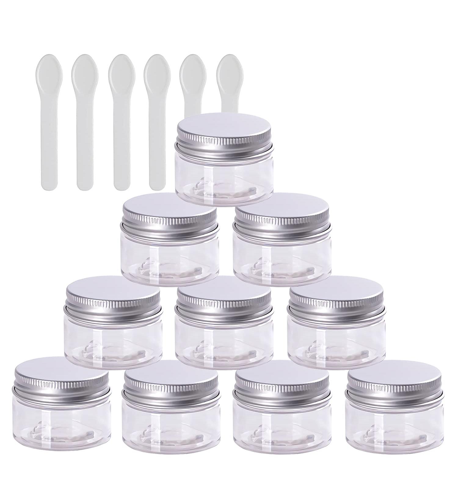 Buy Tianzd 12-Piece 20ml Transparent Plastic Cream Cans with Silver Lids & 6 Spatulas - Ideal Cosmetic Containers for International Shipping - Buy Online on GoSupps.com