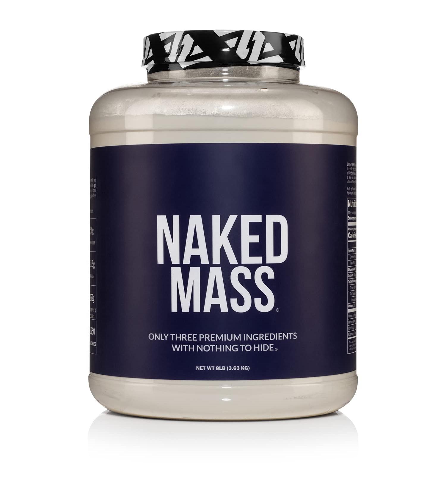 Naked Mass 8lb Natural Weight Gainer - GMO-Free, Gluten-Free, No Artificial Ingredients - 1250 Calories Per Serving - Buy Online on GoSupps.com