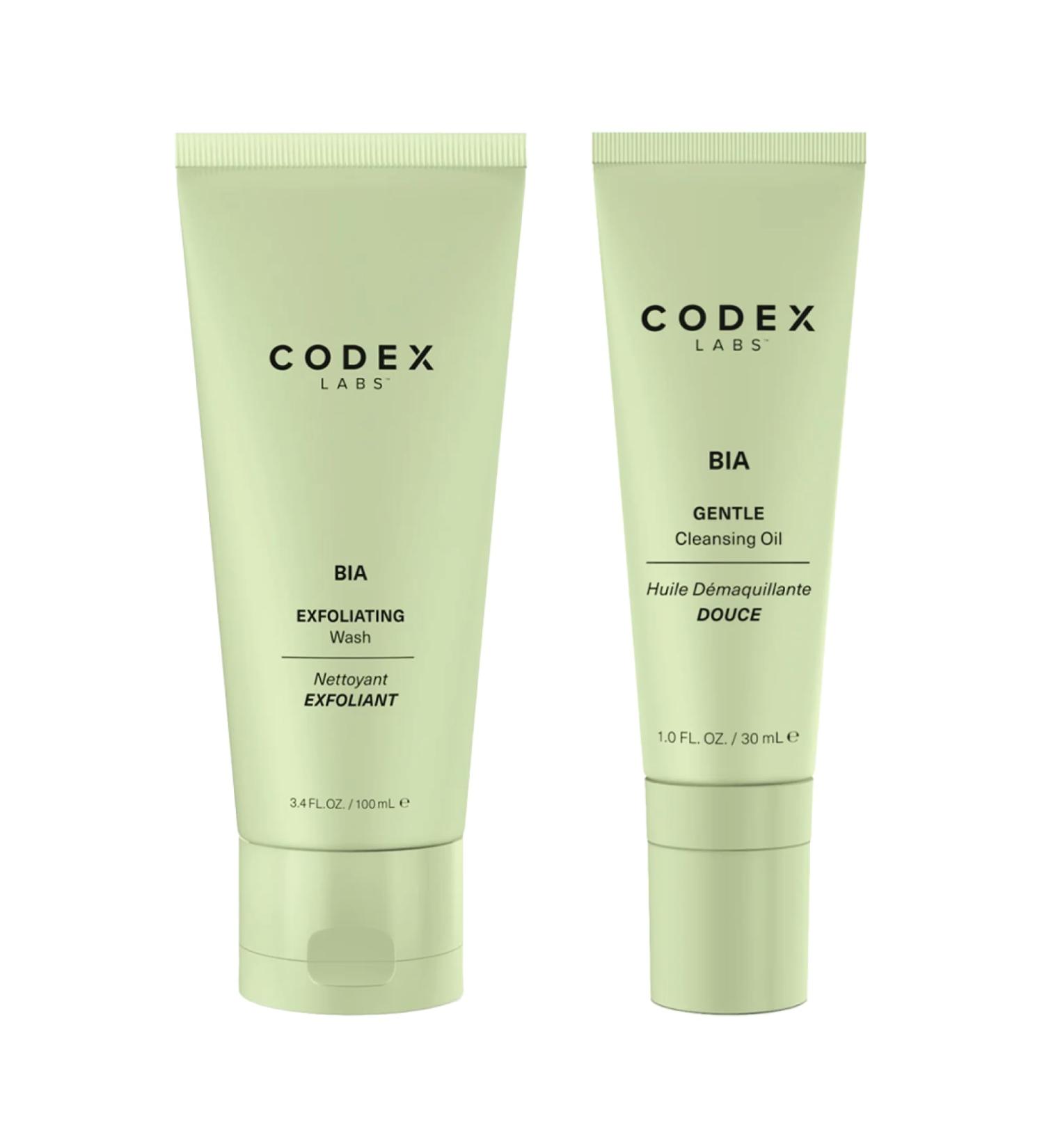 Codex Labs Bia 2.0 Skin Reset Duo Exfoliating Face Wash 2.0 (100ml) & Gentle Cleansing Oil 2.0 (30ml) - Creamy Cleanser Makeup Remover for Waterproof & Oil-Based Makeup - for Dry & Sensitive Skin - Buy Online on GoSupps.com