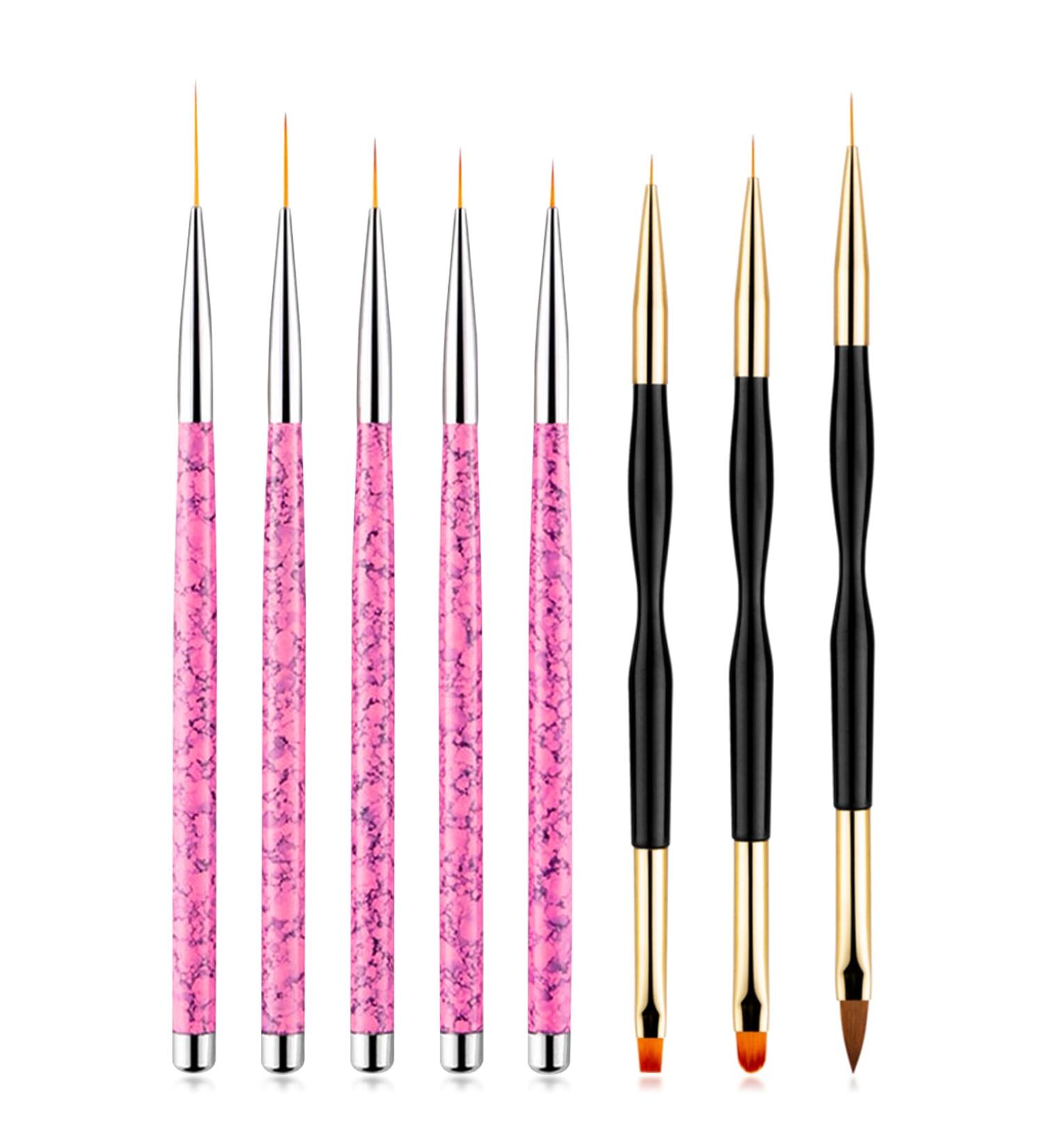 Hanyousheng Nail Brush Set - 8 Piece Set for Nail Art | Fine Gel & Liner Brushes for Salon & Home Use - Buy Online on GoSupps.com