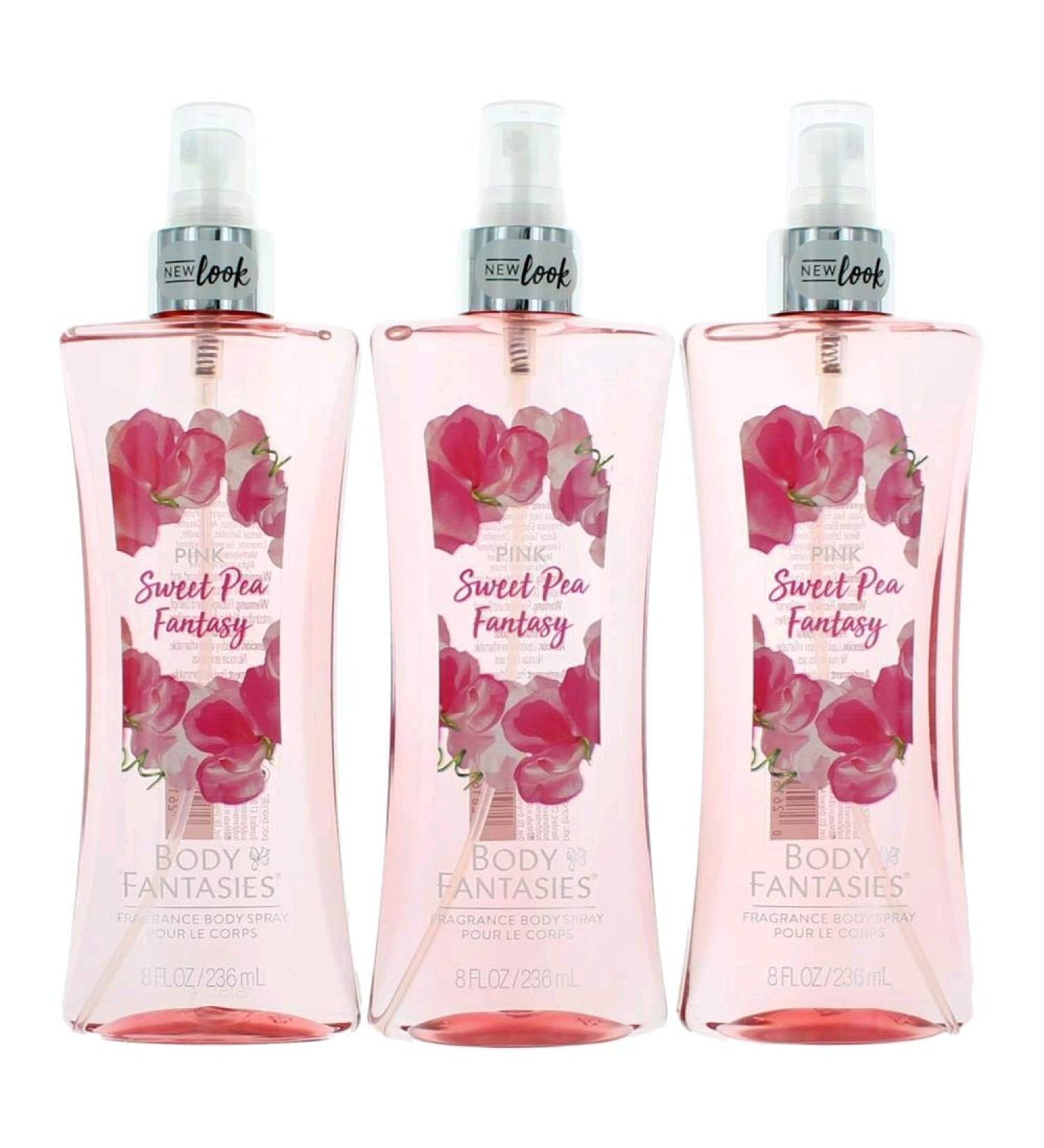 Pink Sweet Pea Fantasy by Body Fantasies 3 Pack 8 Fragrance Body Spray women