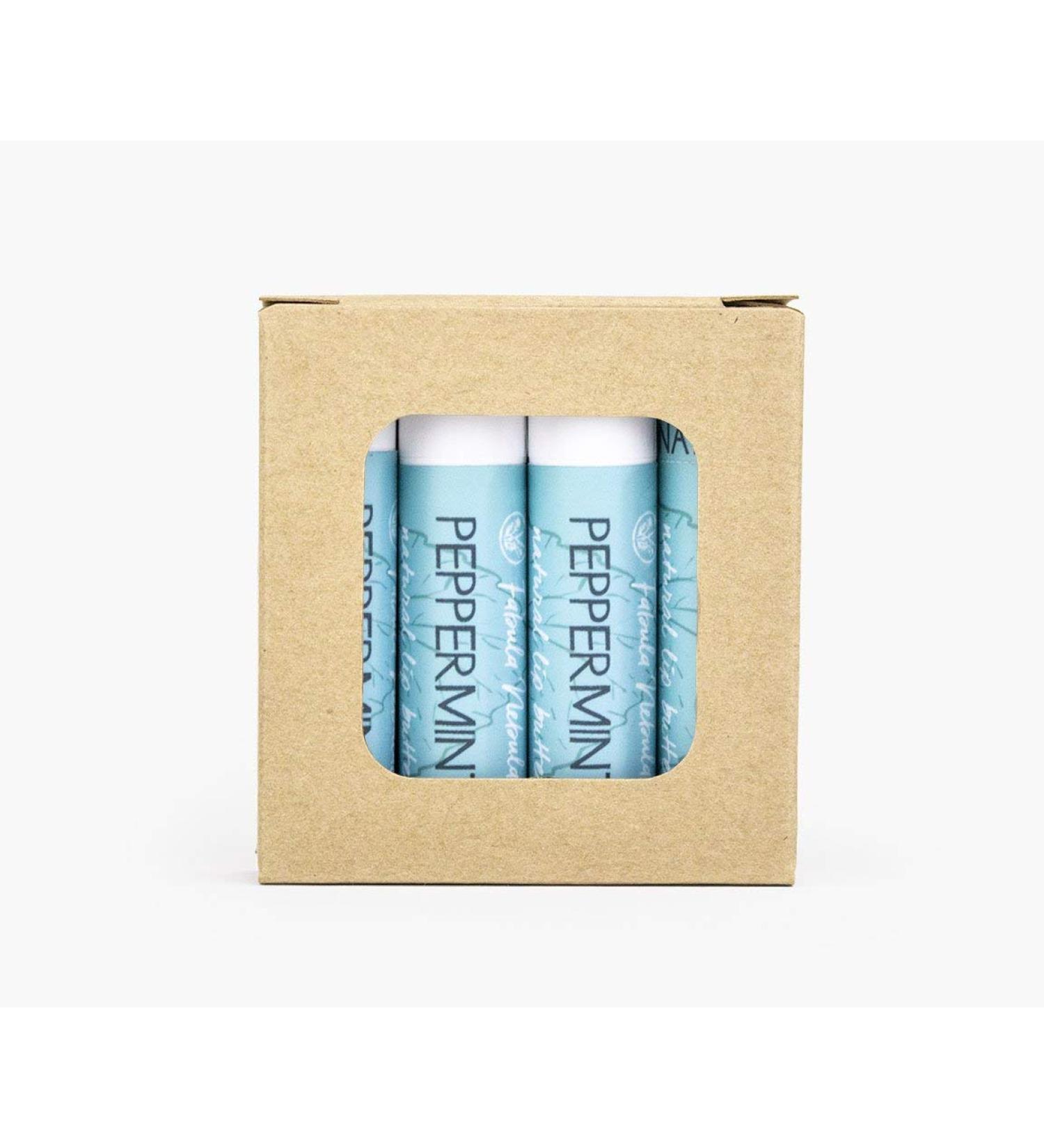 Peppermint Flavor Petroleum Free Natural Lip Balm Four Pack (4-Pack)
