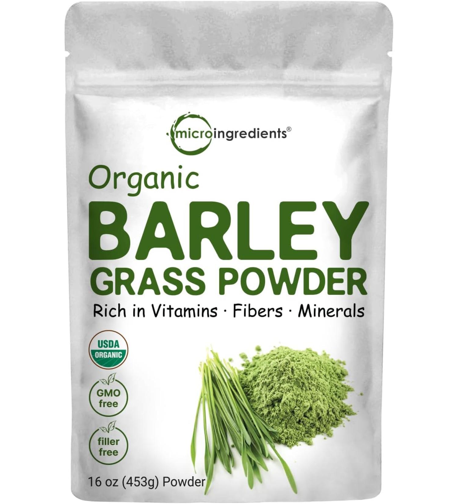 Organic Barley Grass Powder 16 oz | US Grown Superfood Rich in Vitamins, Minerals, Antioxidants | Immune Health & Digestion Support | Non-GMO - Buy Online on GoSupps.com