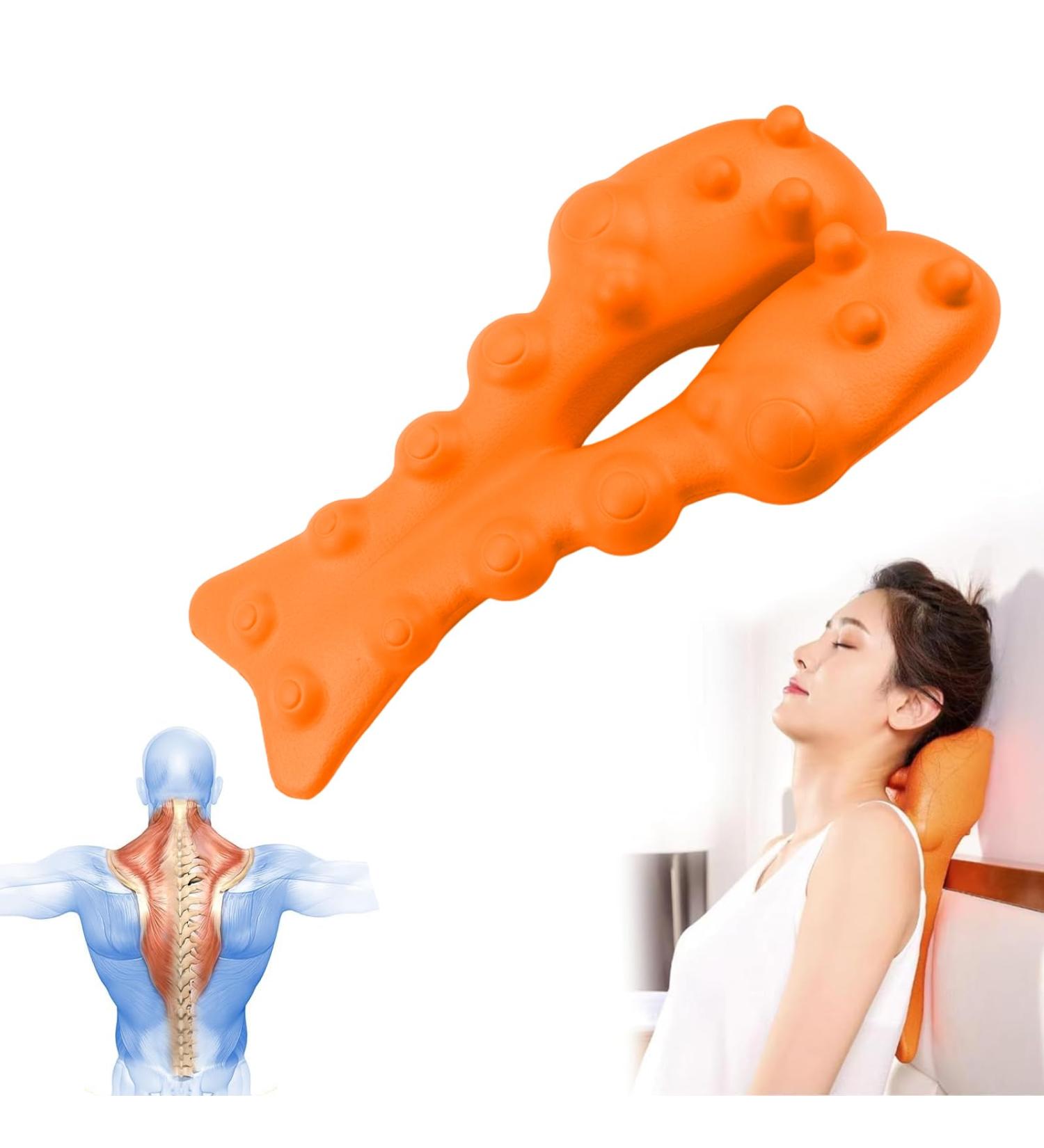 Relieflylab Trapezius Stretcher | Neck & Shoulder Tension Relief Massager | Trigger Point Therapy Device - Orange - Buy Online on GoSupps.com