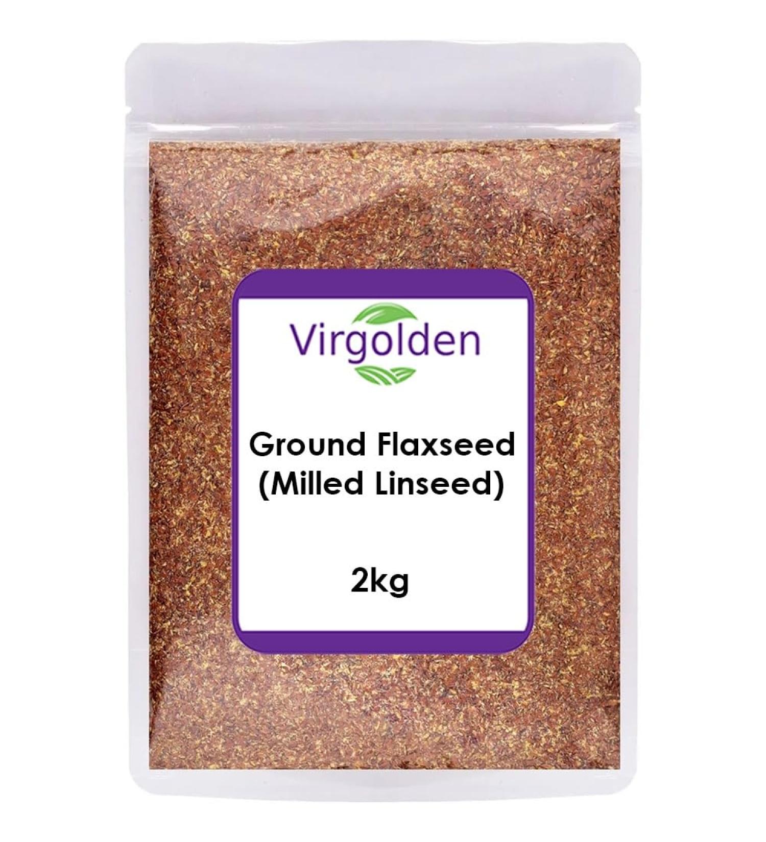 Virgolden Ground Flaxseed (Milled Linseed) 2kg - Natural High Fiber Protein Source - Buy Online on GoSupps.com