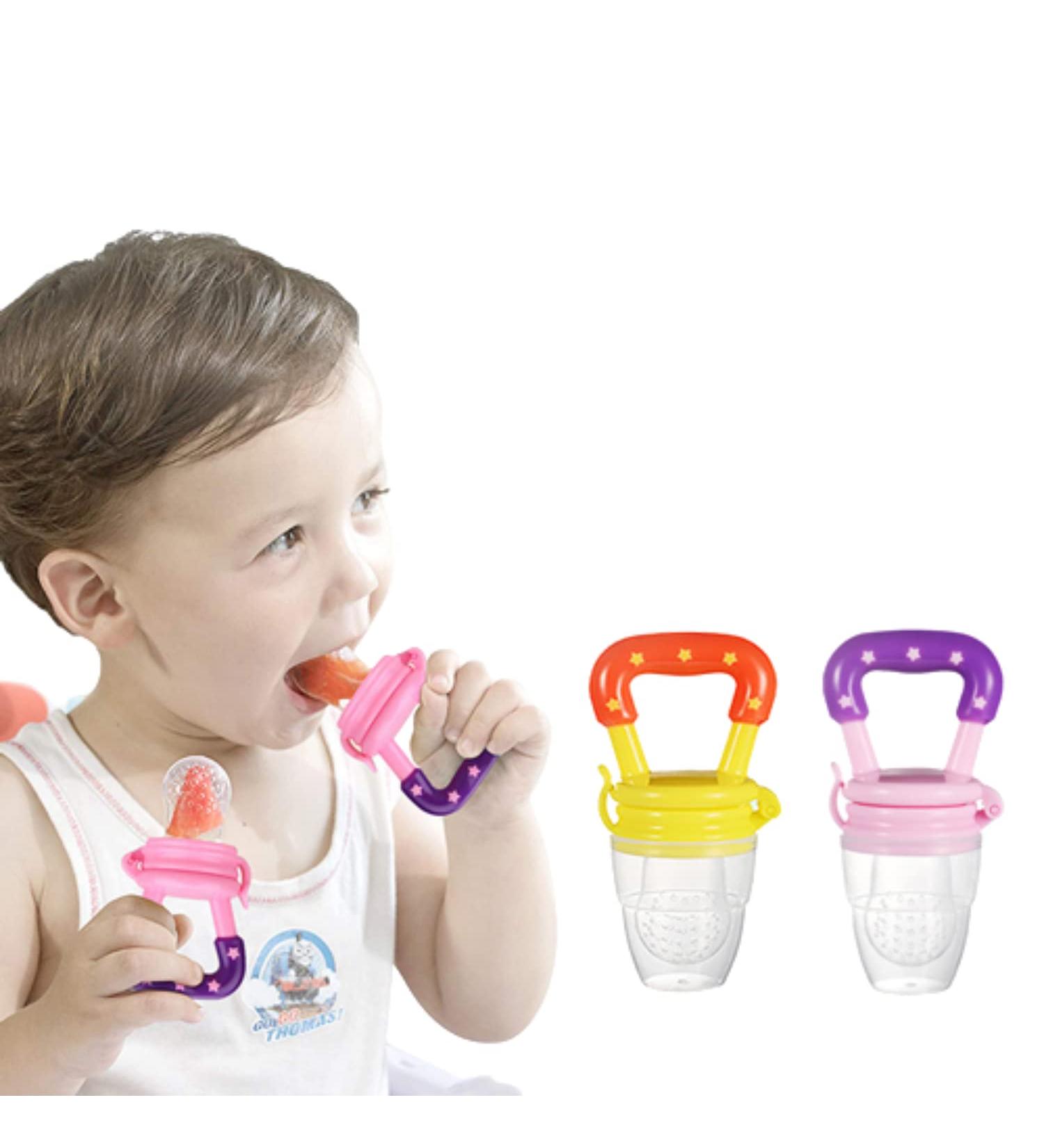 Silicone Baby Fresh Fruit Feeder - Teething Toys for Babies | Mummy's World (Purple & Yellow) - Buy Online on GoSupps.com