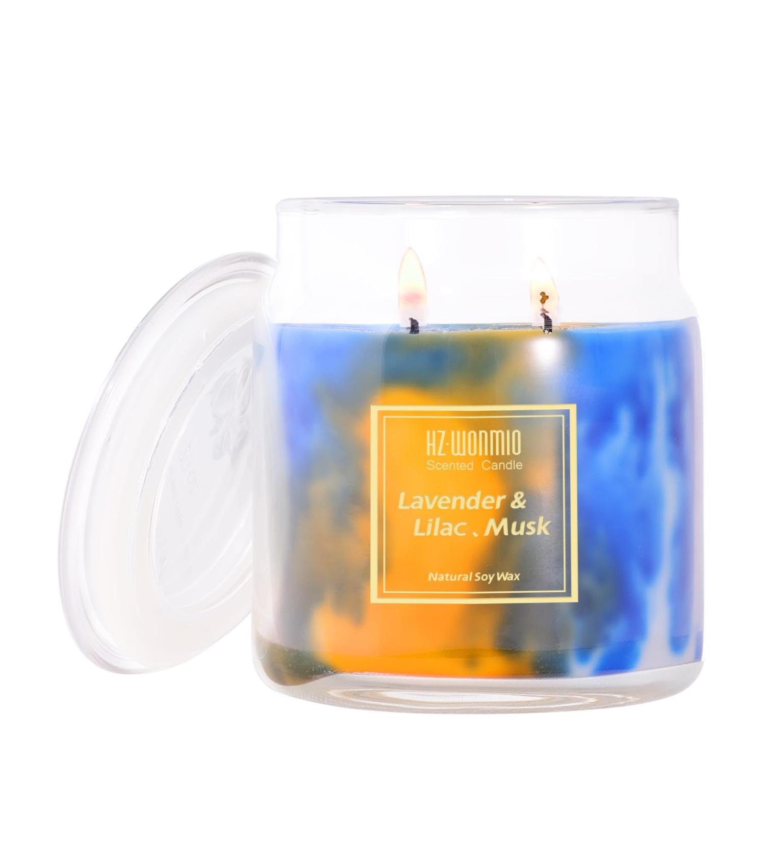 Shop Lavender Candle - 2 Wick Soy Wax 80-Hour Burn Strong Scent | Aromatherapy & Gift for Women | Coastal Ocean Effect - 12oz - Buy Online on GoSupps.com