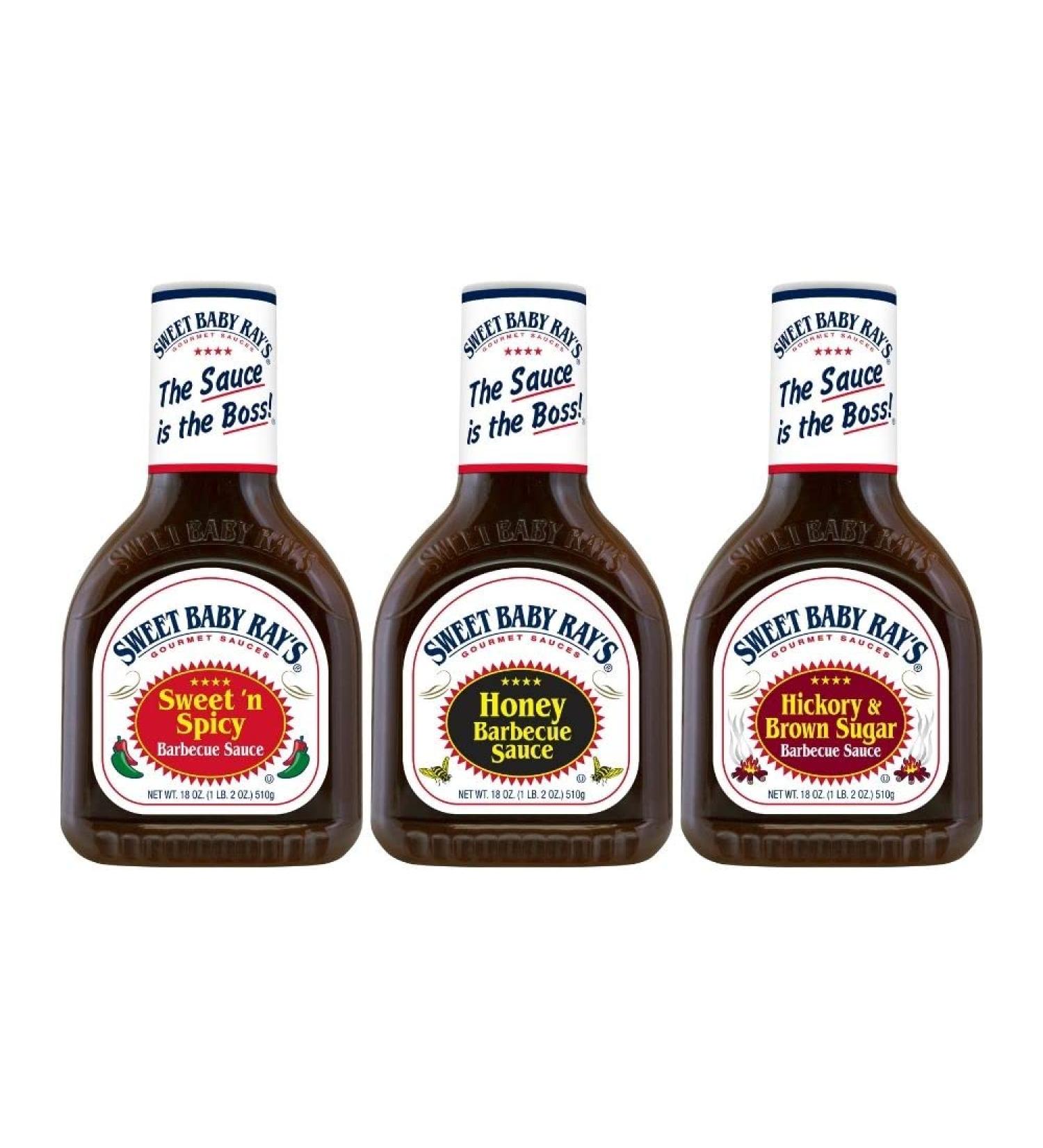 Sweet Baby Ray's BBQ Sauce Variety Pack - Honey, Hickory & Brown Sugar, Sweet 'n Spicy (3 Pack - 18 Ounce Each) - Buy Online on GoSupps.com