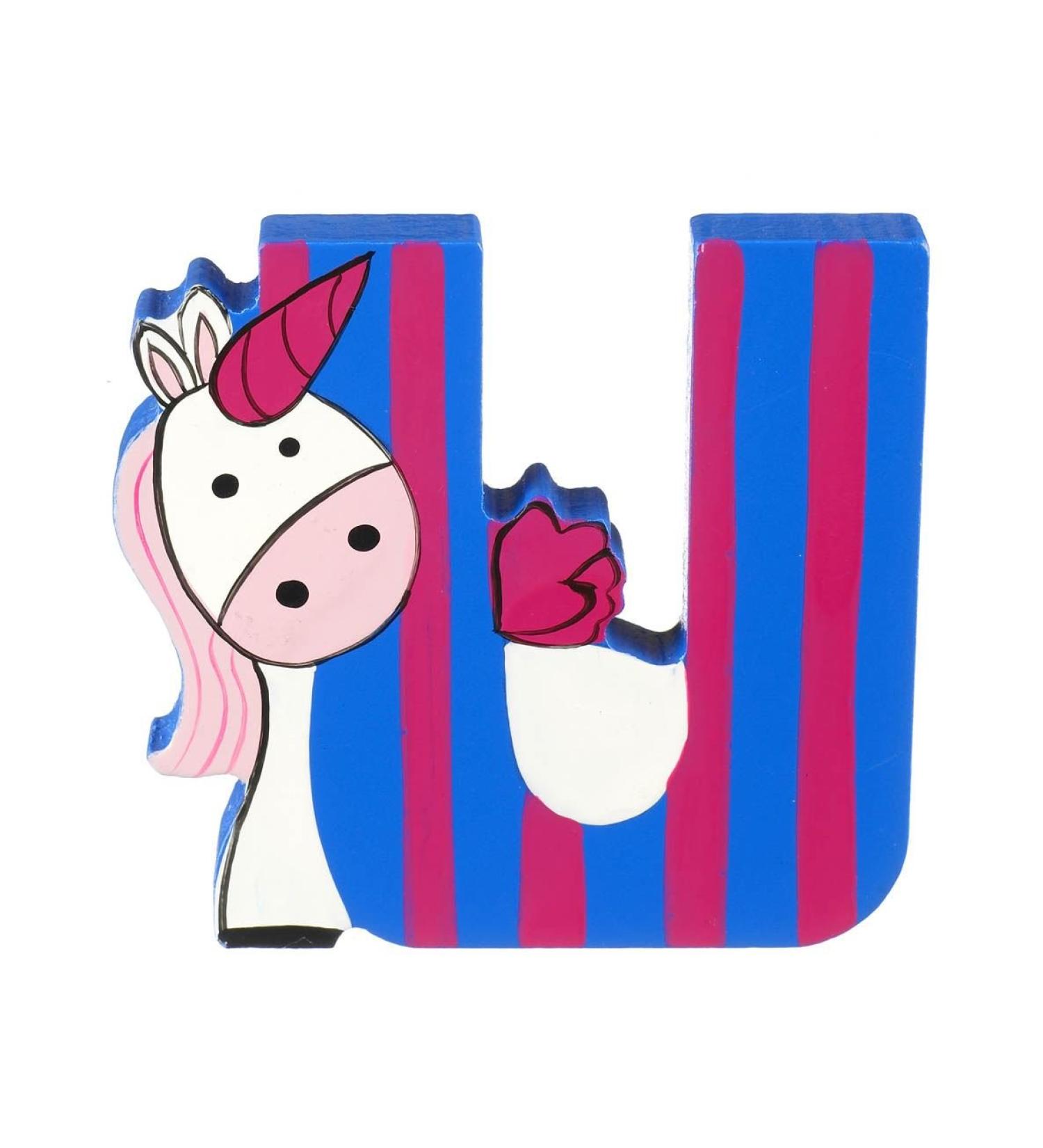 Wooden Letters by Orange Tree Toys Letter U for Unicorn - Alphabet Animal Letters for Personalised Baby Name Toy Box Door Wall Decorations - Animals Nursery Decor Boys Girls Bedroom Accessories