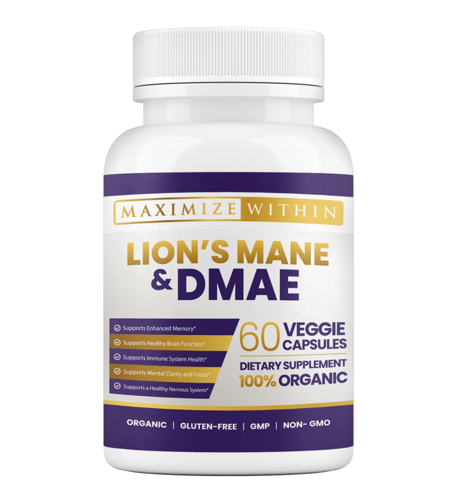 Maximize Within Lion's Mane & DMAE Capsules | Enhance Memory Boost Mental Clarity & Focus | 60 Count - Buy Online on GoSupps.com