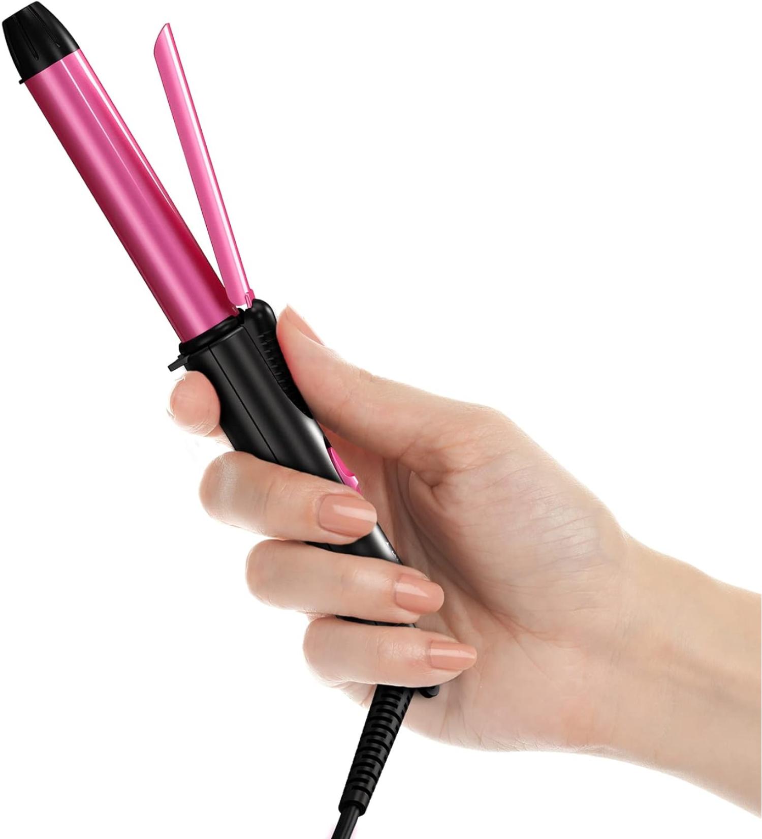 Mini 3/4 Inch Ceramic Curling Iron for Short Hair - Dual Voltage, Infused with Keratin & Argan Oil, Travel Size with Storage Bag - Buy Online on GoSupps.com