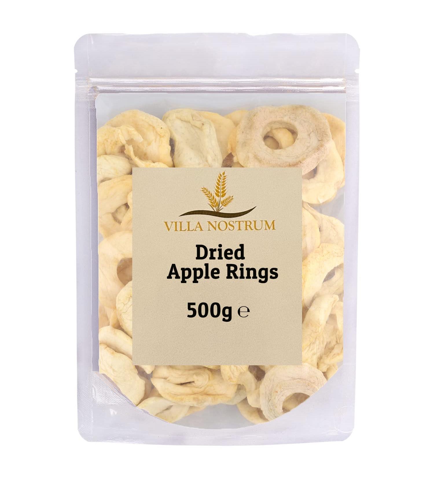Dried Apple Rings 500g by Villa Nostrum - Dried Apple Rings Slices No Sugar Added Chewy Texture