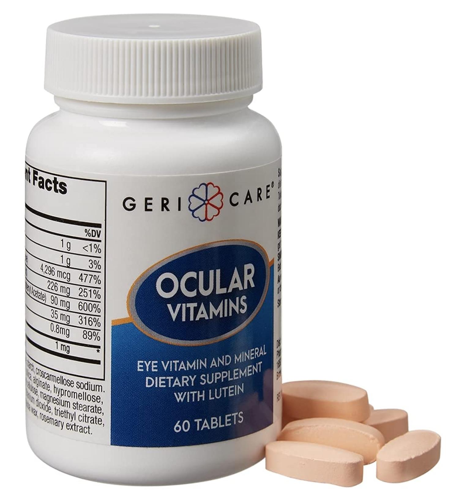 GERI CARE PHARM Essential Eye Multivitamin - Advanced Vision Support - Lutein, Vitamin C, E, Zinc, Copper - 60 Tablets - Buy Online on GoSupps.com