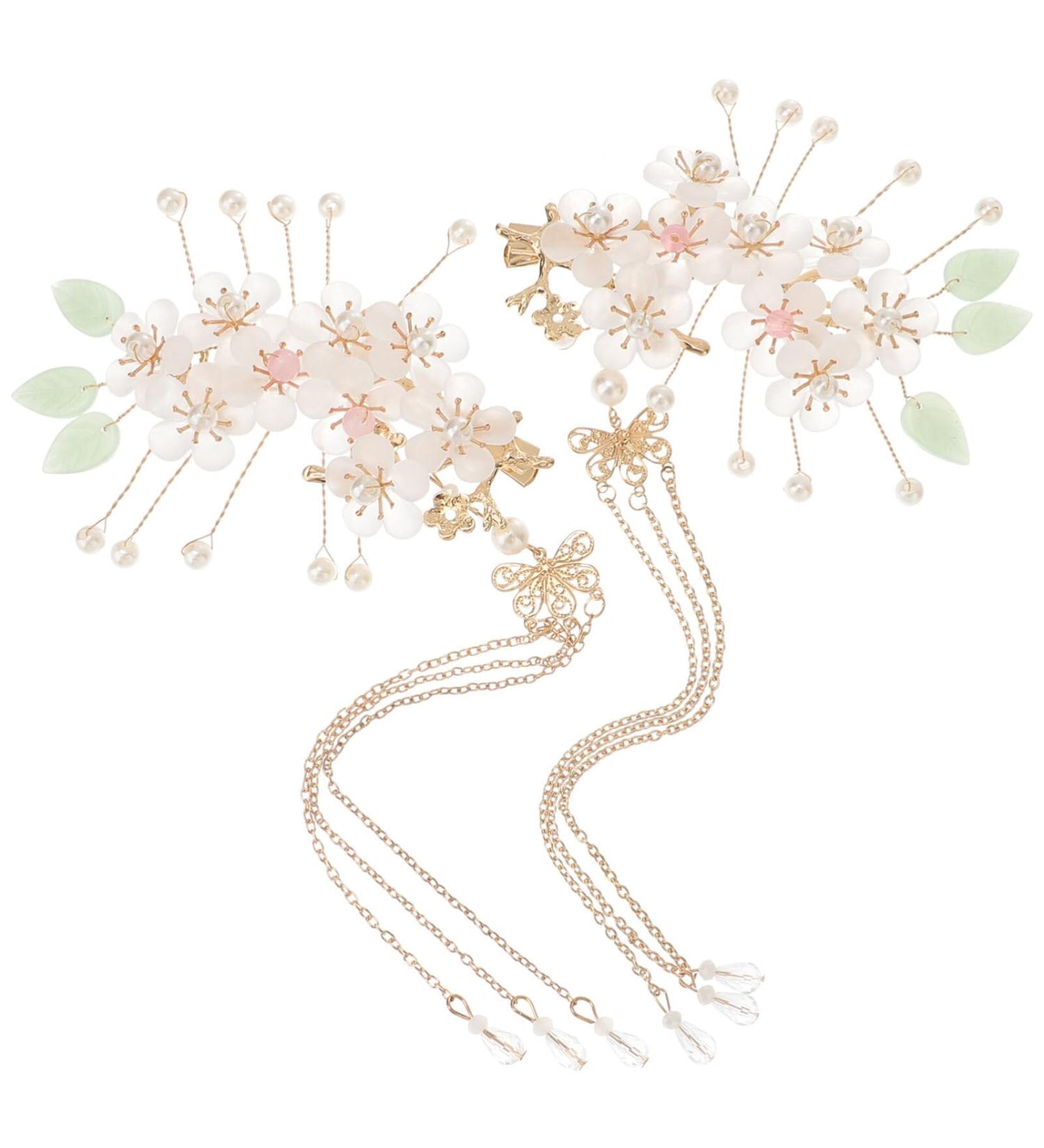 minkissy 5 Pairs Antique Hairpin Headdress Hair Charms Hair Clips for Styling Sectioning Chinese Style Hair Clips Pearl Hair Comb Tassel Hairpin Rhinestones Bride Alloy Vintage