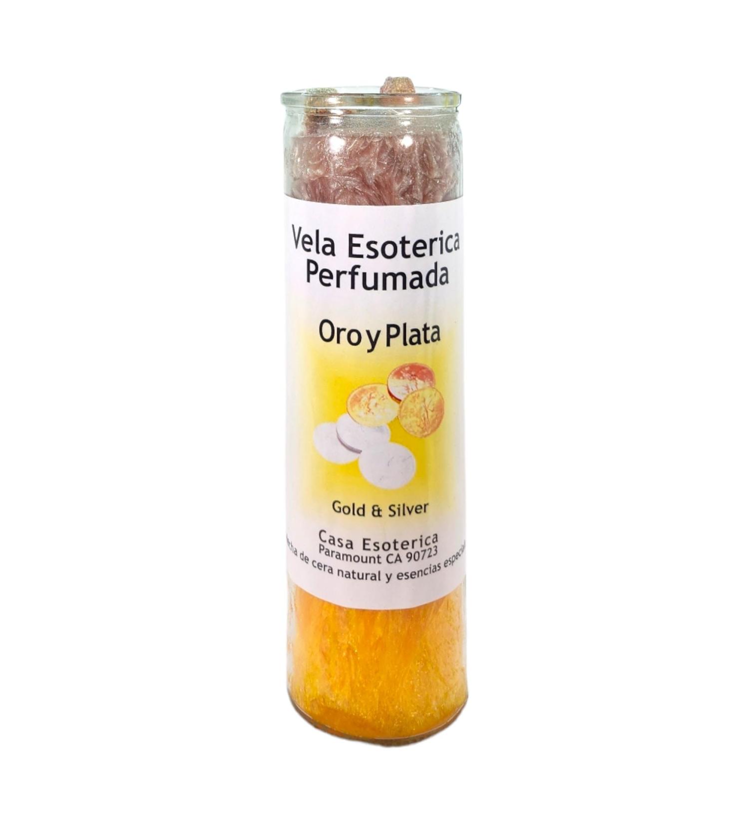 Gold & Silver Palm Wax Intention Spell Candle - Brown/Gold | Vela Casa Esoterica Perfumed (Oroy Palta) for Spiritual Practices - Buy Online on GoSupps.com