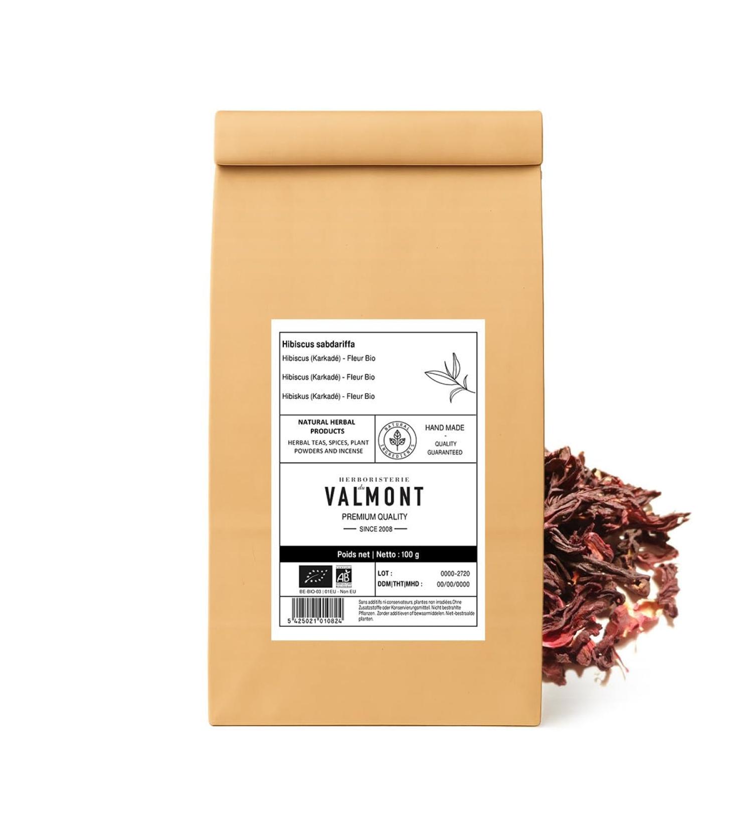 Herboristeria du Valmont Organic Hibiscus Herbal Tea Flowers 250 grams
