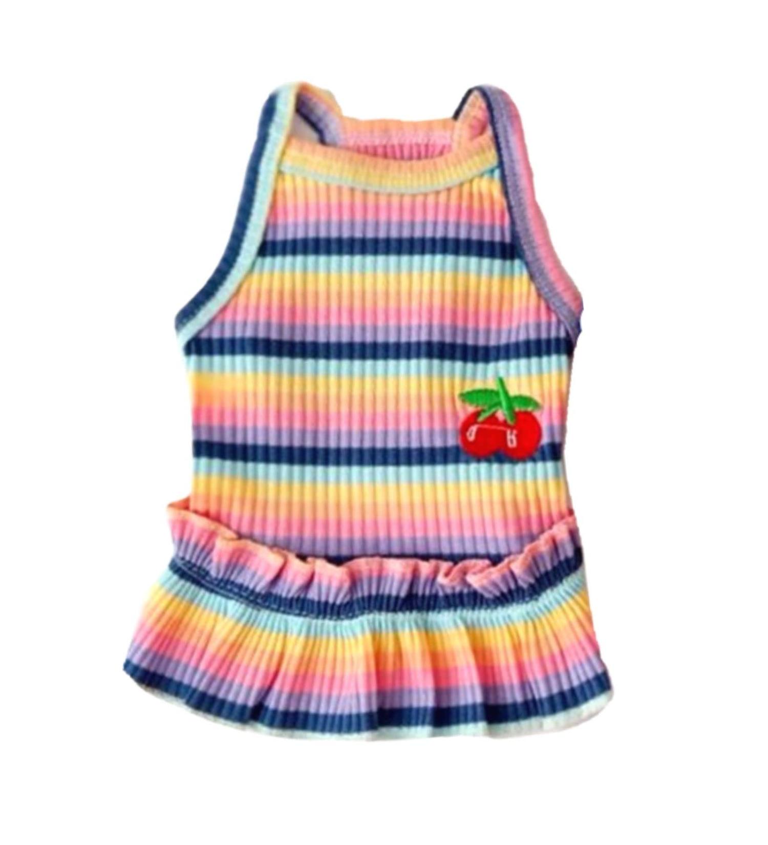XINGNIAO Rainbow Stripe Summer Dress for Dogs - Soft Cotton Outfits in S M L XL XXL - Breathable Puppy Clothing - Buy Online on GoSupps.com