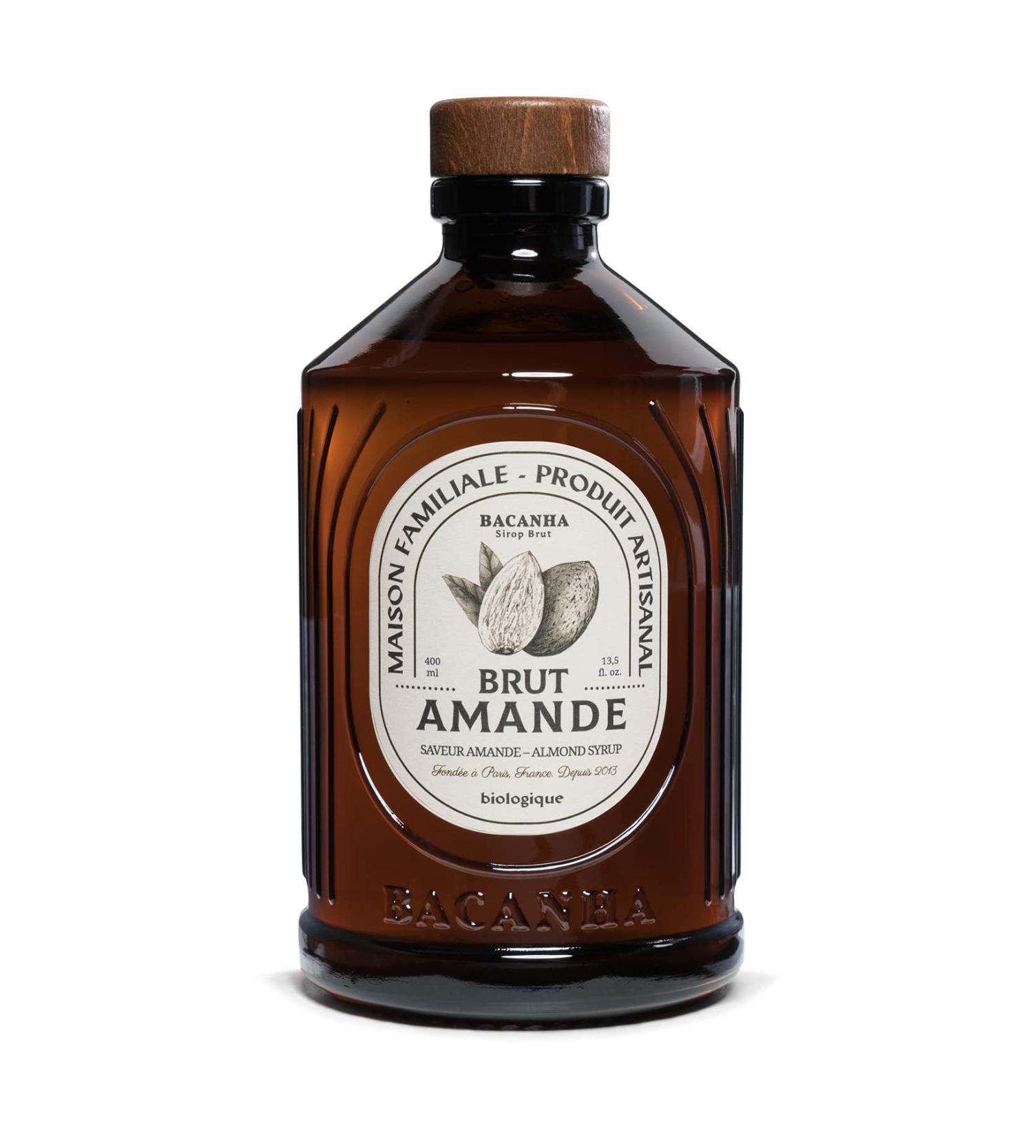 BACANHA - Sirop Bio et Brut - Sirop d'Amande - Pour Caf Cappuccino Latte et Cocktail - 400 mL - Buy Online on GoSupps.com