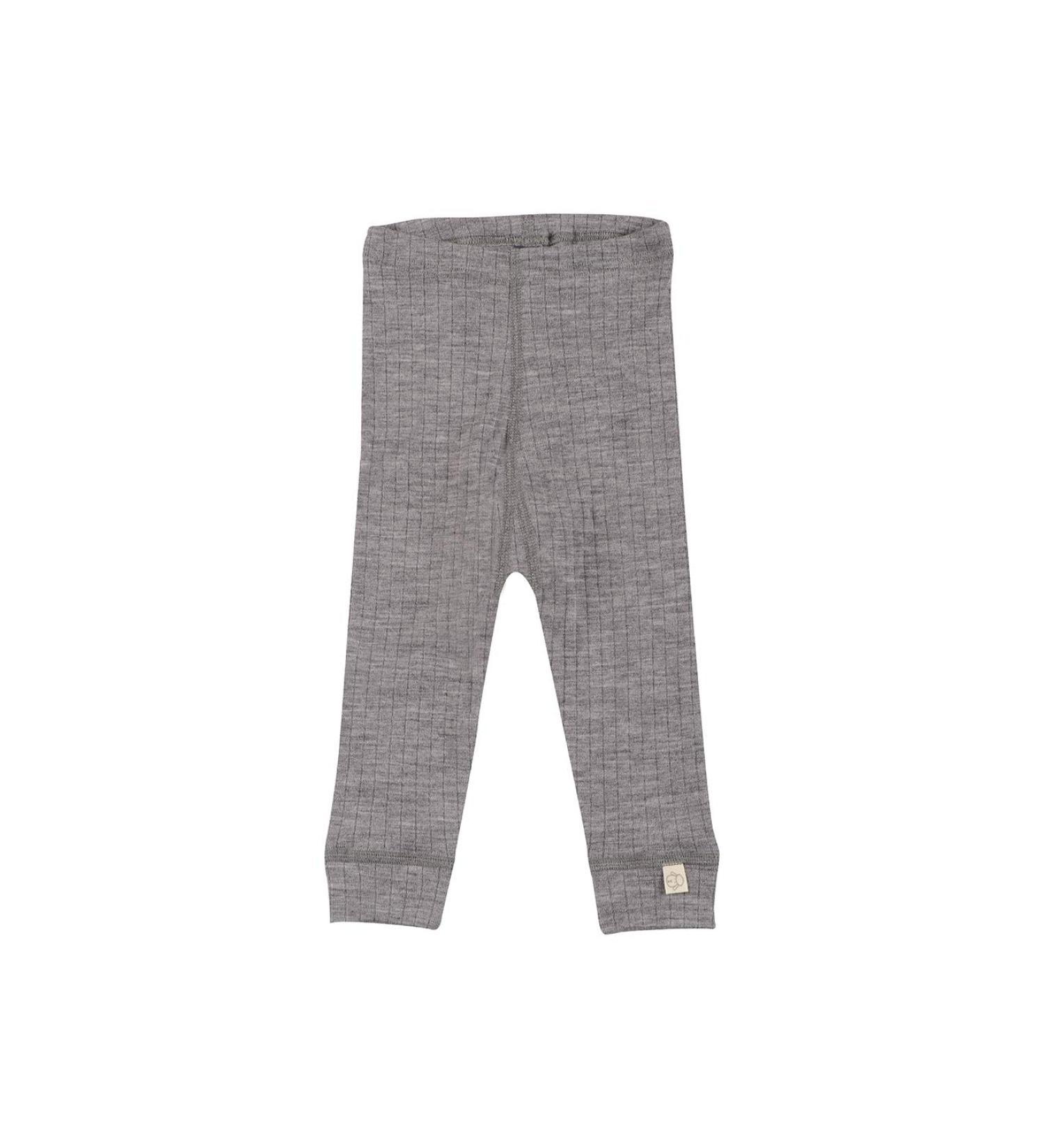 DILLING Baby Merino Ribbed Leggings | Organic Wool Underwear 74 Grey Melange - Buy Online on GoSupps.com