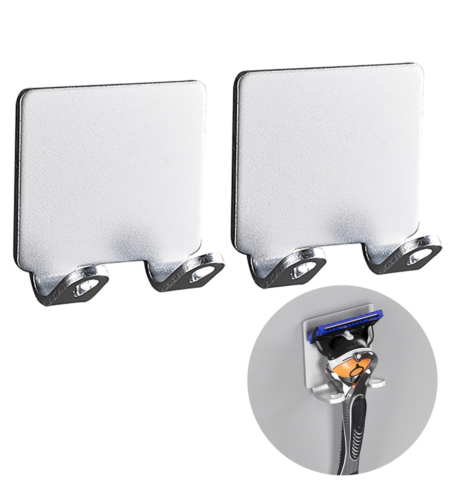 Shop Razor Bracket Shower Holder - Stainless Steel No Drilling Self-Adhesive 2-Piece Set for Bathroom & Kitchen - Silver - Buy Online on GoSupps.com
