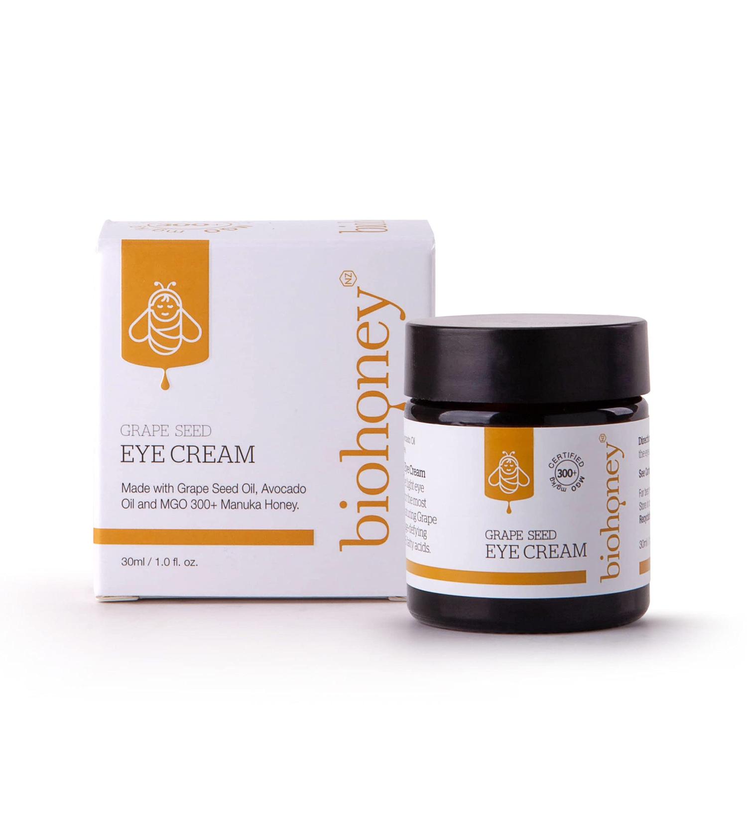 Manuka eye cream with pomegranate oil avocado oil & jojoba oil-natural cosmetics for tighter more youthful skin reduces folds & dark circles contains Manuka honey MGO 300+