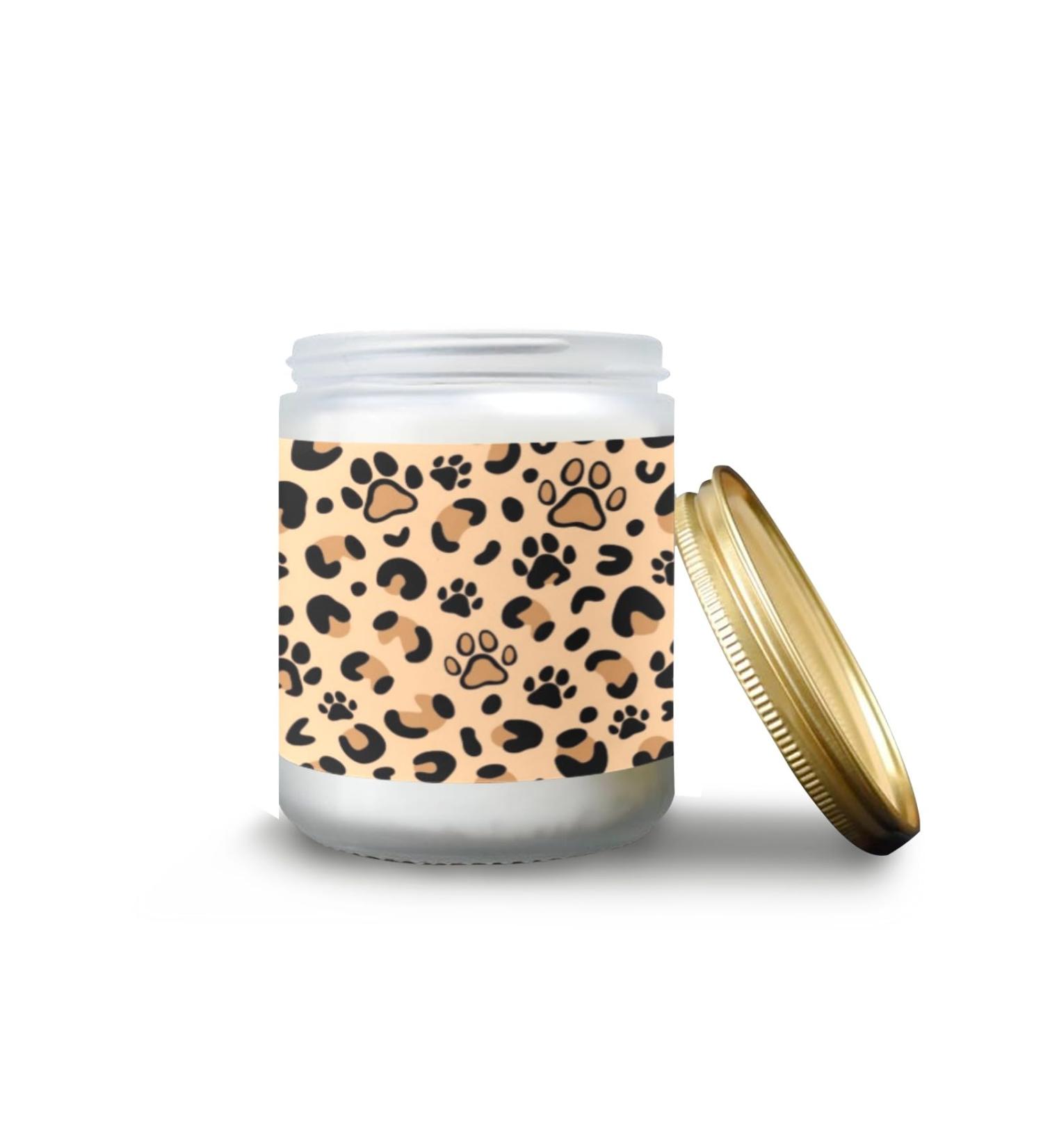 Vanilla Candles for Home - Aromatherapy Scented Jar Candles | 7 oz Long-Lasting Gift Set for Women - Leopard Print with Cat Paw Pattern - Buy Online on GoSupps.com