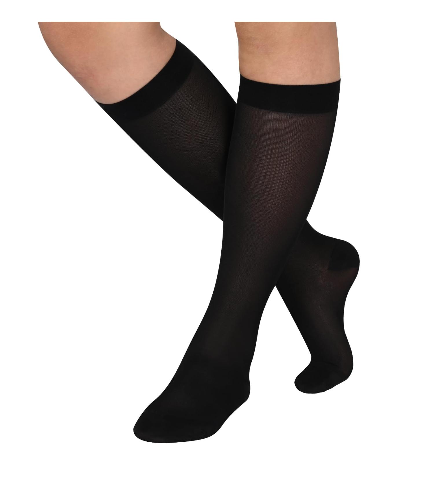 Athbavib Knee-High Compression Socks for Women | 15-20 mmHg Sheer Support for Swelling & Soreness - Size Large Black - Buy Online on GoSupps.com