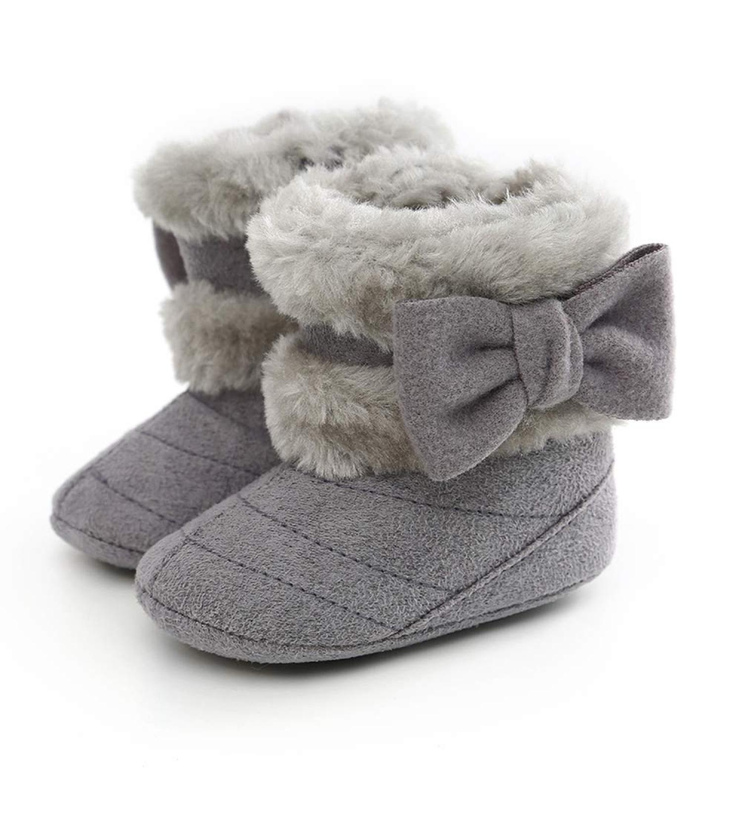 RVROVIC Baby Boys Girls Plush Winter Snow Boots | Anti Slip Warm Fleece Infant Boots 12-18 Months Grey - Buy Online on GoSupps.com