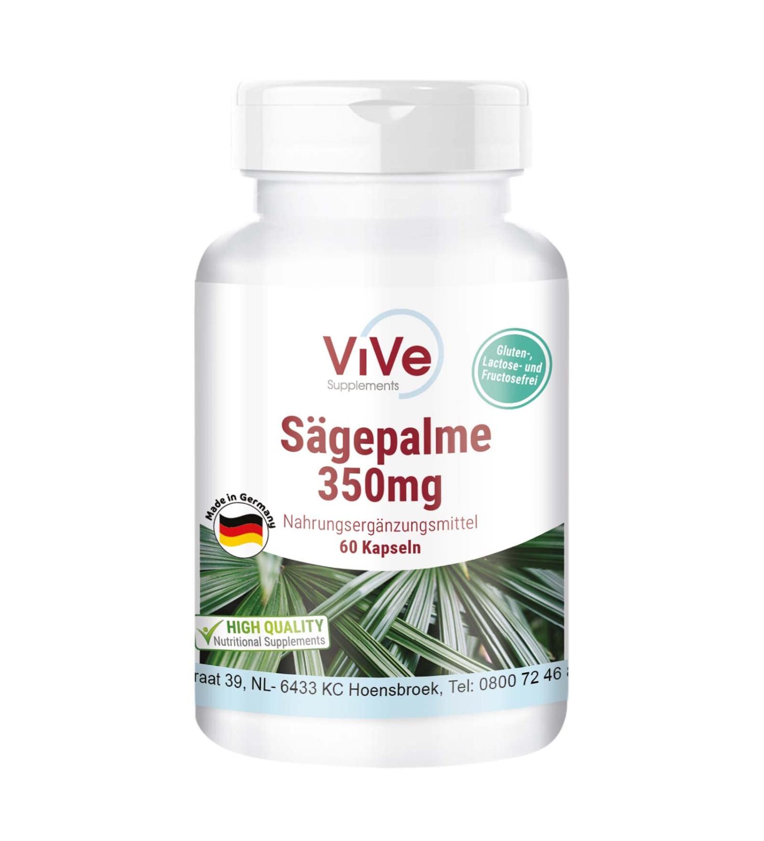 Saw Palmetto Extract 350 mg - 60 Vegan Capsules | 25% Fatty Acids | Quality Supplement from Germany - ViVe - Buy Online on GoSupps.com