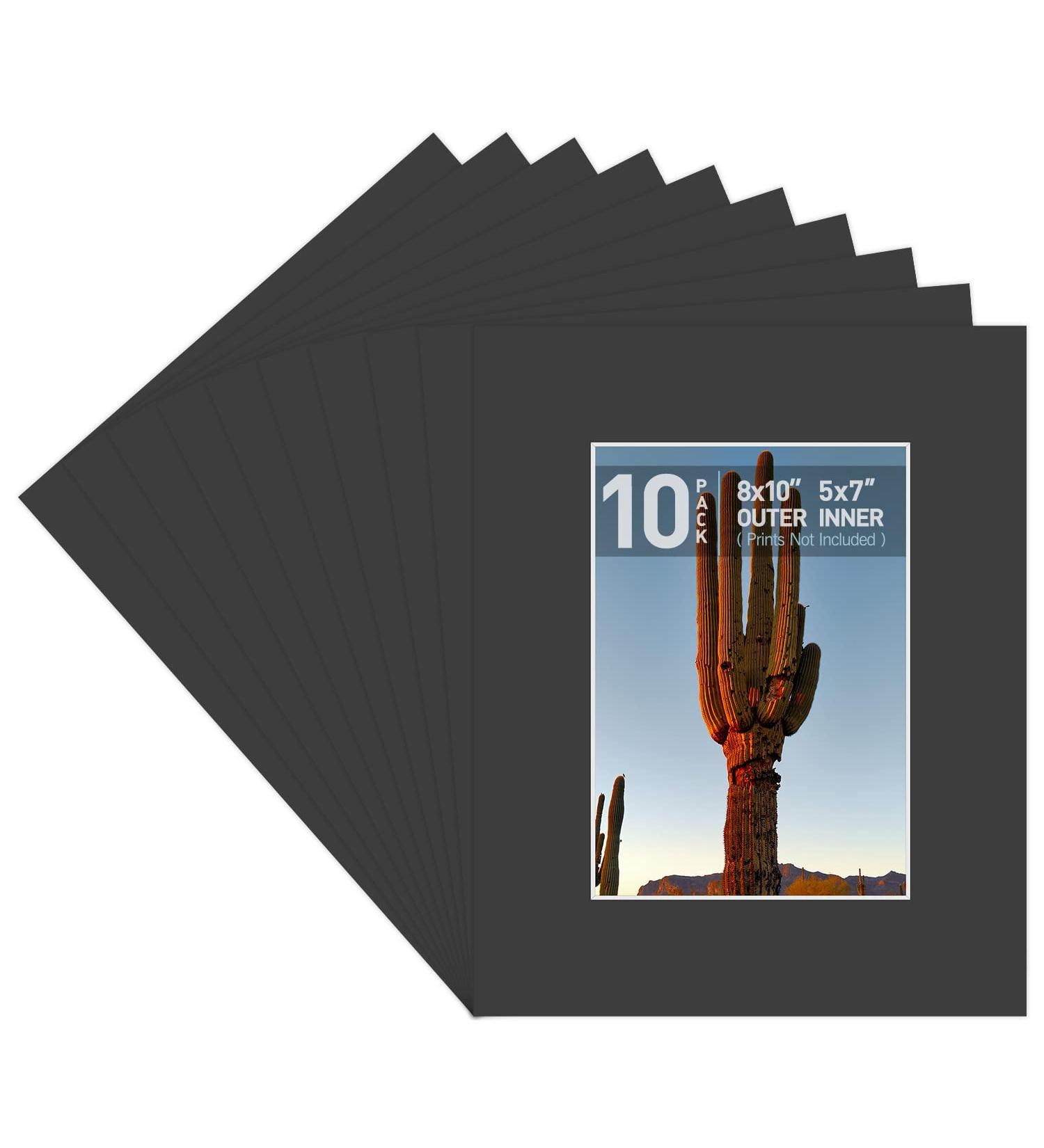 Golden State Art 8x10 Photo Mat w/ 5x7 Opening (Set of 10) - Classic Black, 4 Ply Thickness, Signature Friendly - Ideal for Weddings, Baby Showers, Birthdays - Buy Online on GoSupps.com