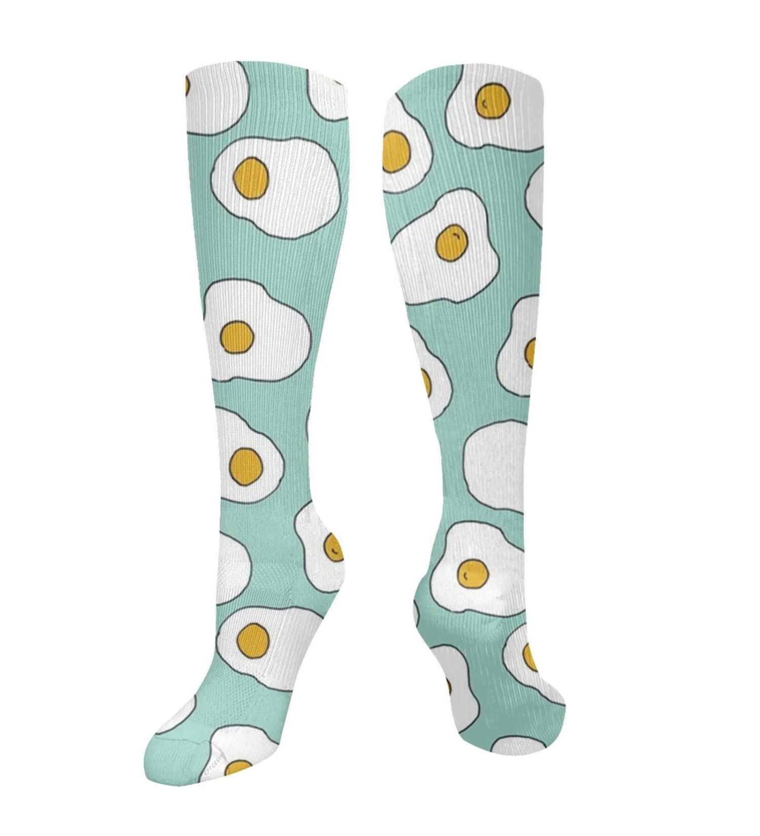 Egg Print Compression Socks for Men & Women - 15-20 mmHg Support for Running & Cycling | Perfect for Breakfast Lovers! - Buy Online on GoSupps.com