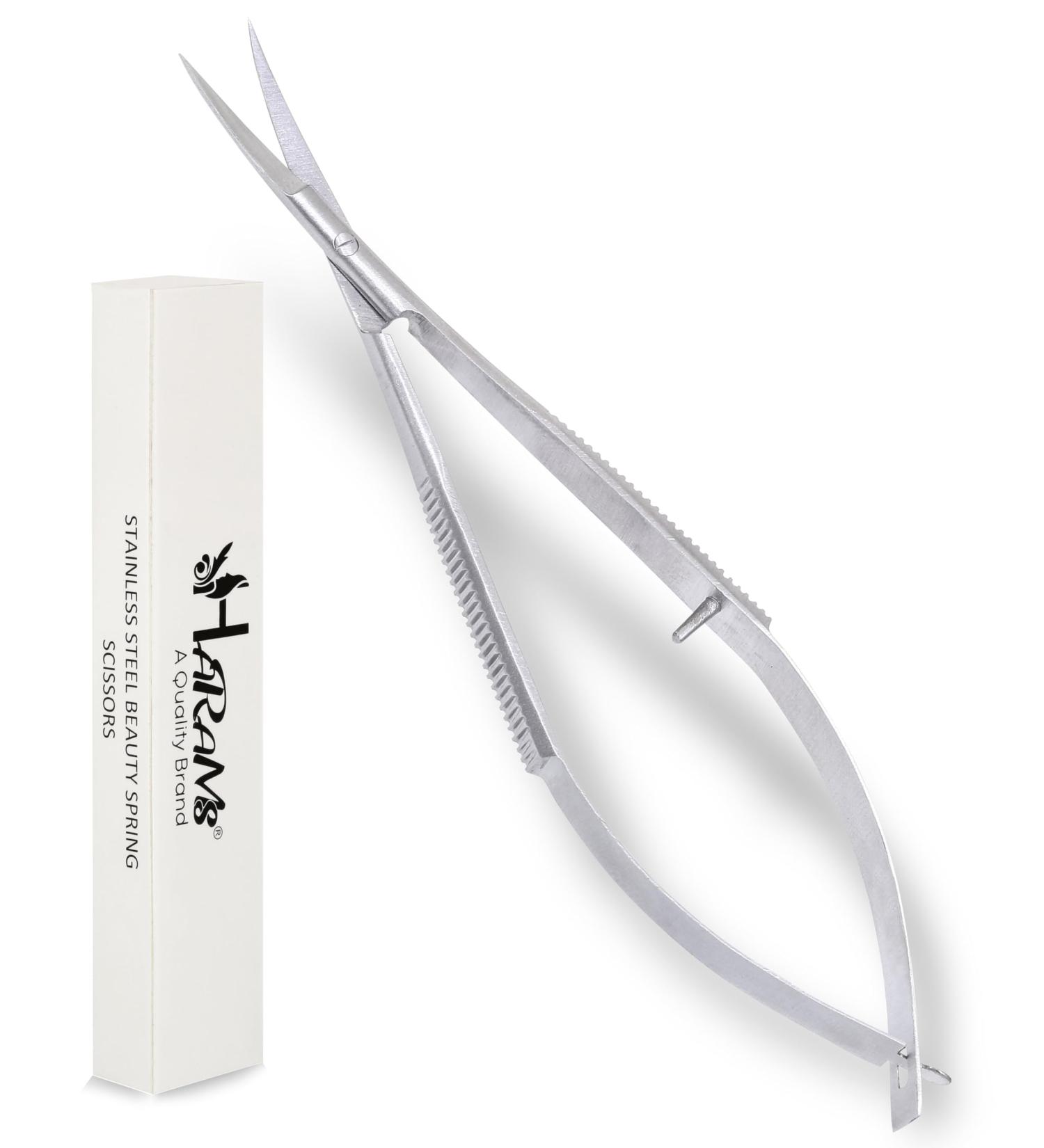HARAMS Cuticle Spring Scissors Extra Fine Professional Precision Stainless Steel Nose Ear Facial Hair Thread Embroidery Trimming Scissors Stratum Corneum Scissors for Eyebrows Eyelashes Dry Skin - Buy Online on GoSupps.com