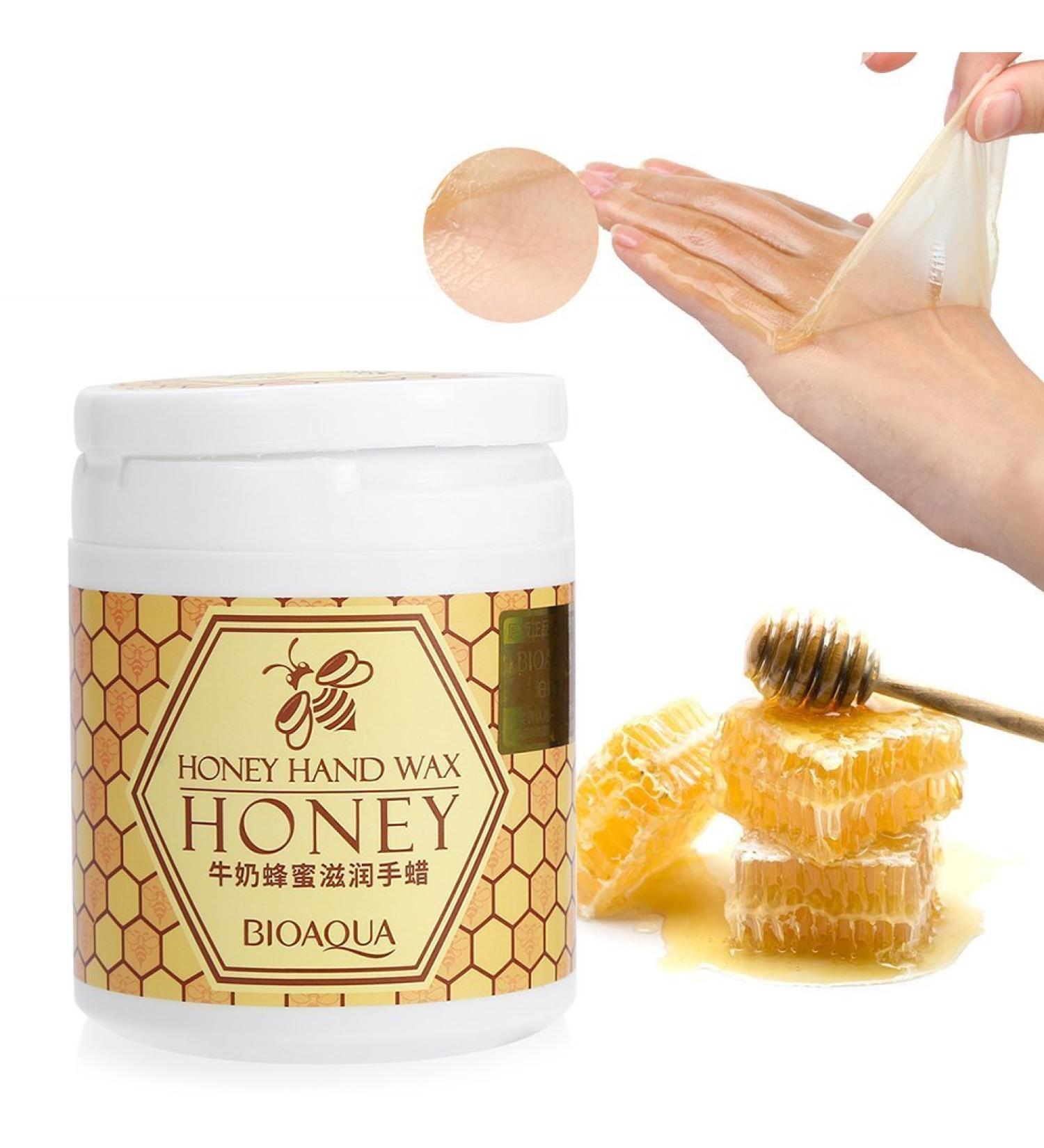 Wax Hand Mask with Natural Honey & Milk - Exfoliating, Hydrating, and Nourishing Gel for Soft and Whitening Hands - 170g - Buy Online on GoSupps.com