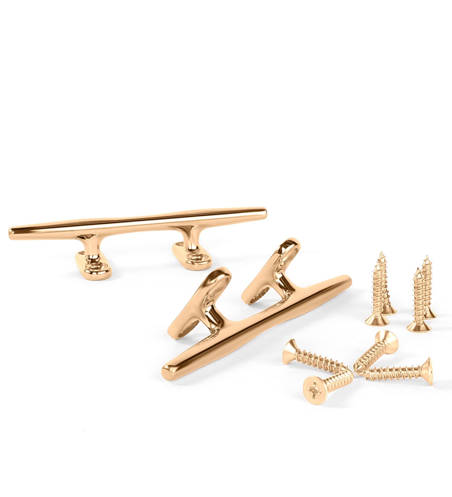 Searoam 4 Inch Brass Boat Cleat - Pack of 2 | Nautical Decor Mooring Accessories - Buy Online on GoSupps.com