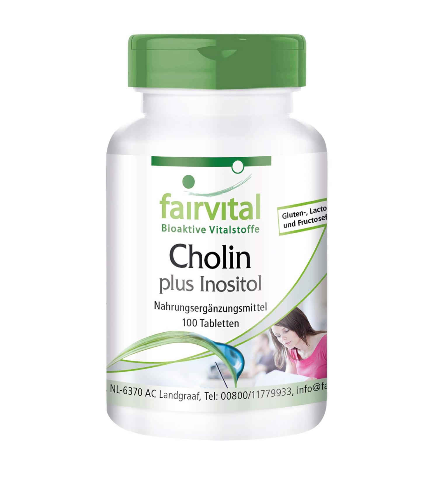 Fairvital Choline Bitartrate & Inositol | High Dose Vegan Supplement - 100 Tablets for Enhanced Cognitive Function - Buy Online on GoSupps.com