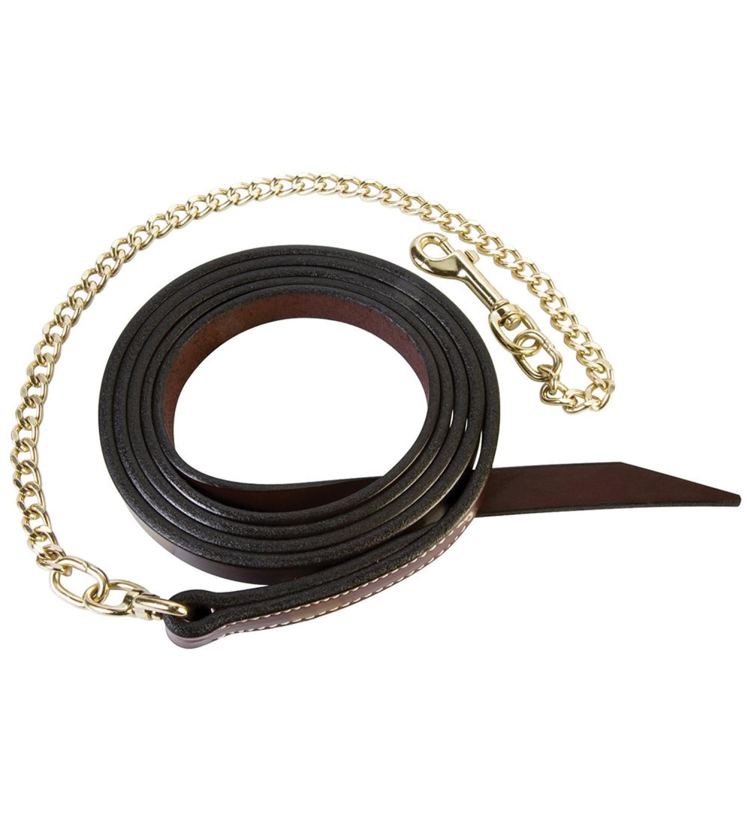 Weaver Leather Single-Ply Horse Lead Features Brass Plated Chain Mahogany 1" x 8' w/30" Cha"